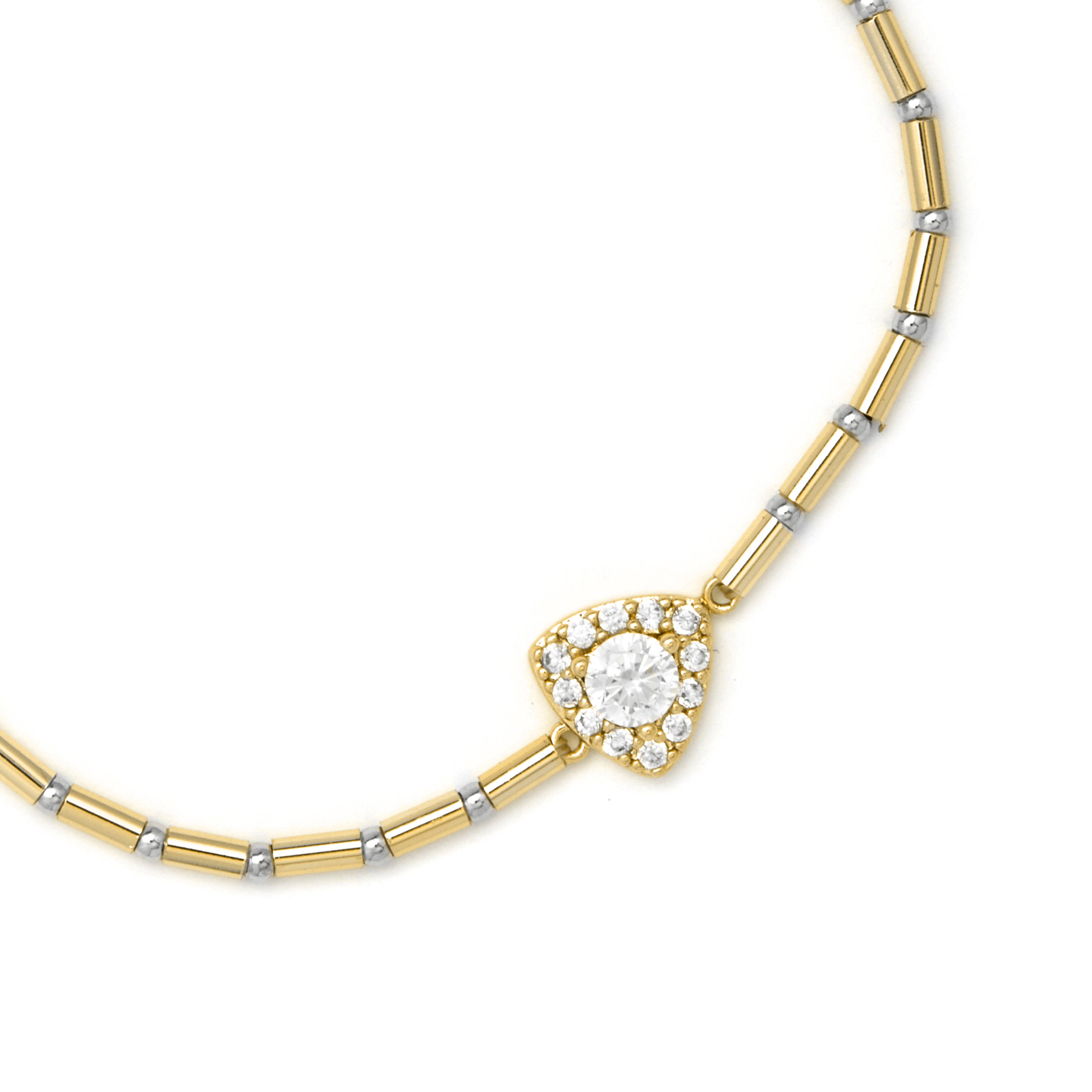 Pulseira de Prata de Lei 925 e Zircónia Brilhante acabamento em ouro amarelo 18k - Aldra