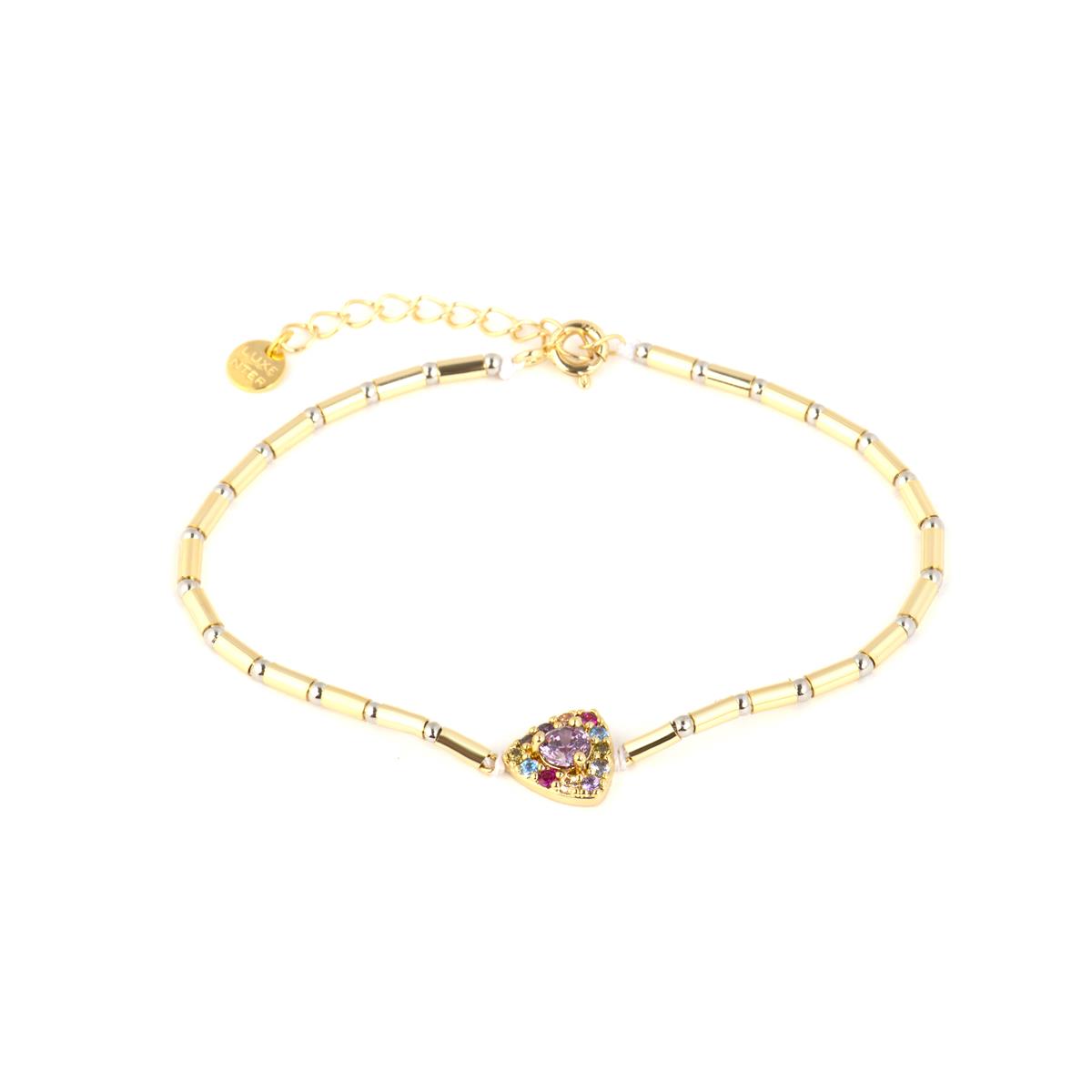 Pulsera de Plata de Ley 925 y Circonita Multicolor acabado en oro amarillo 18k - Aldra