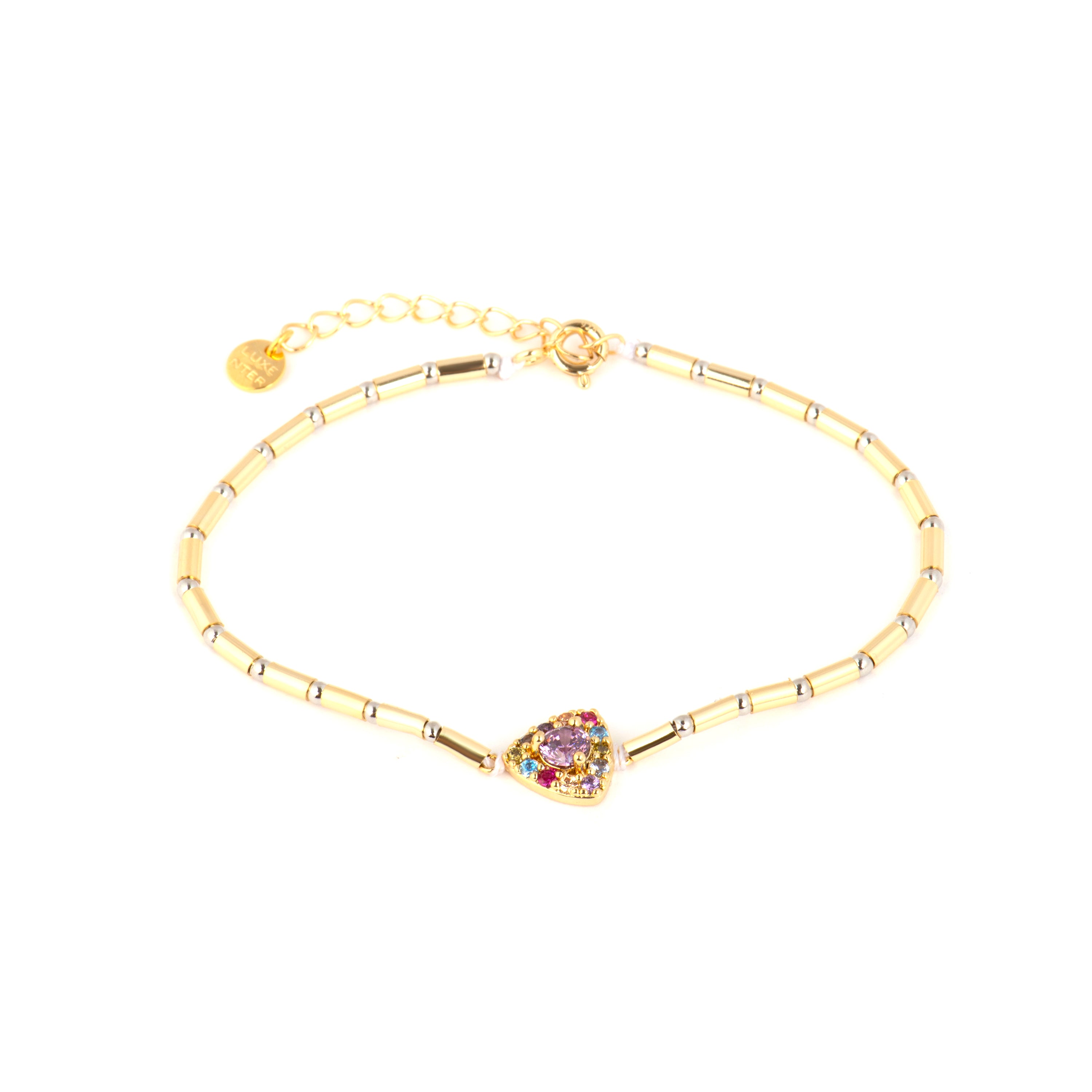 925 Sterling Silver Bracelet with Multicolor Cubic Zirconia finished in 18k Yellow Gold - Aldra