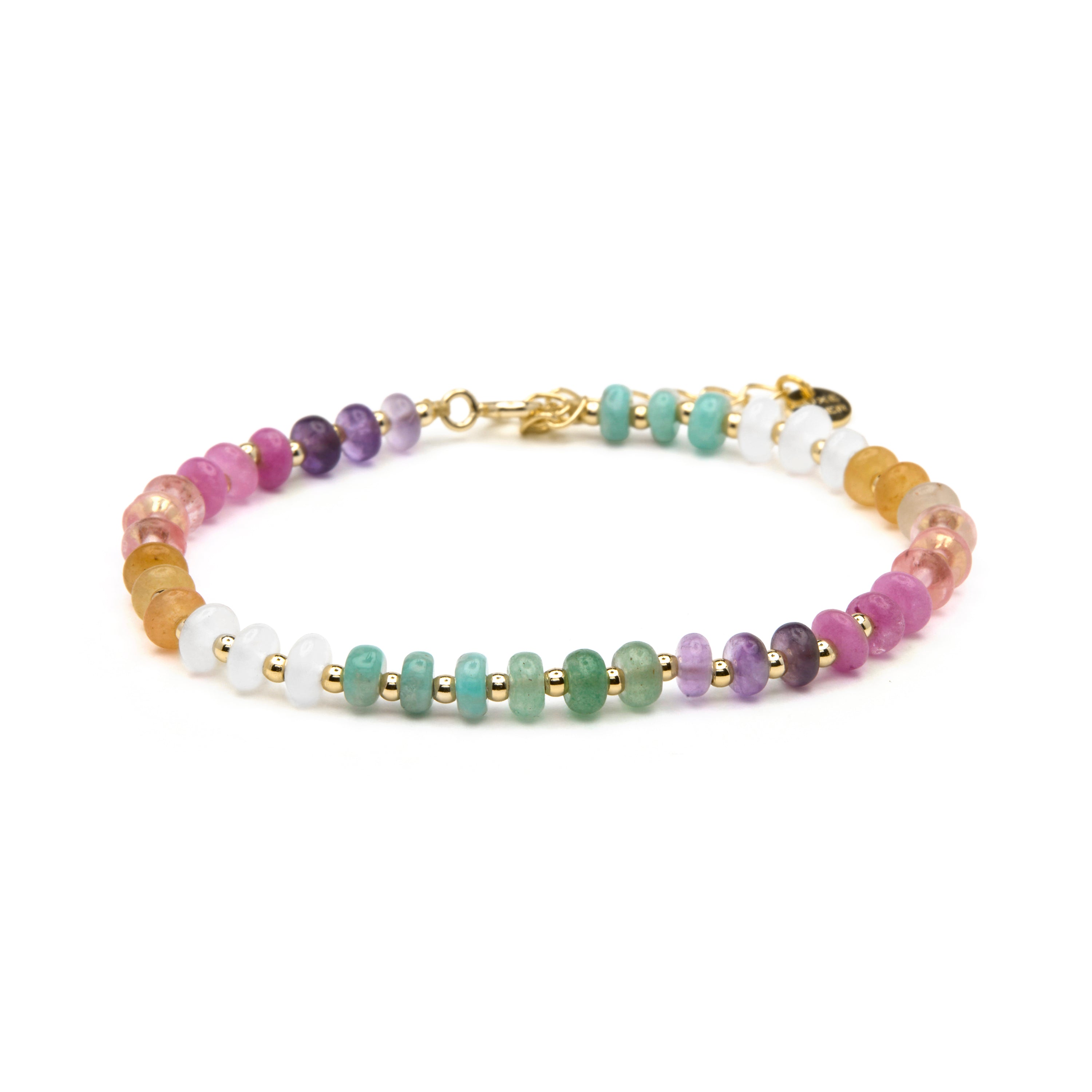 Armband aus 925 Sterlingsilber und mehrfarbigem Naturstein mit 18k Gelbgold-Finish - Uwa