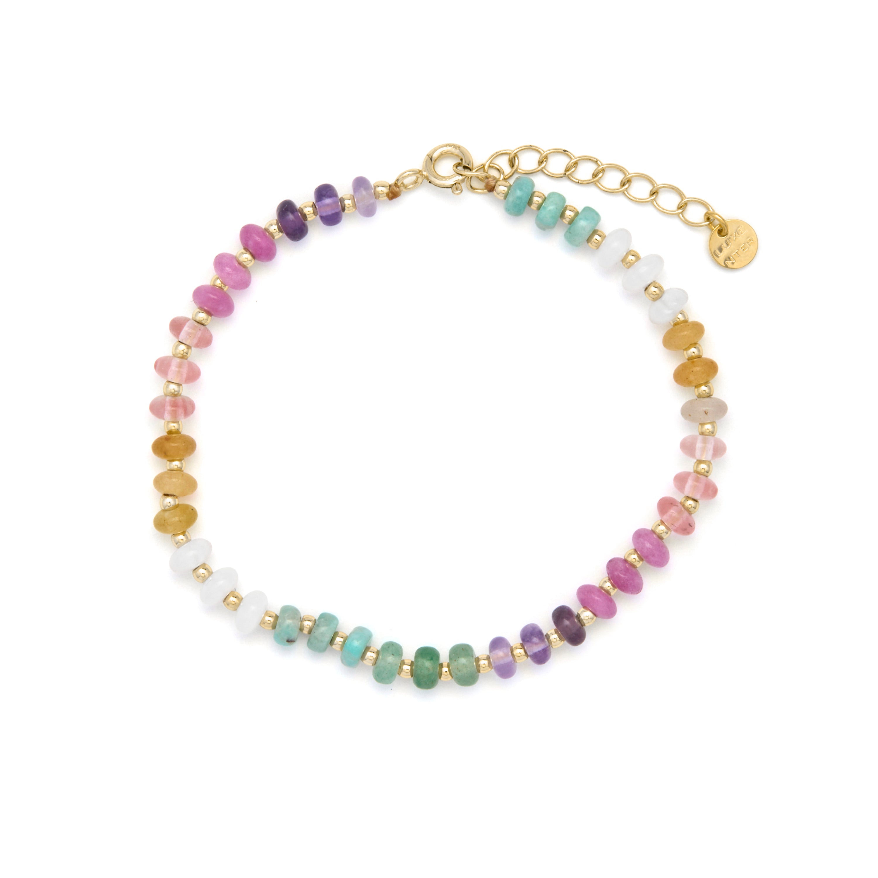 925 Sterling Silver Bracelet with Multicolor Natural Stone finished in 18k Yellow Gold - Uwa