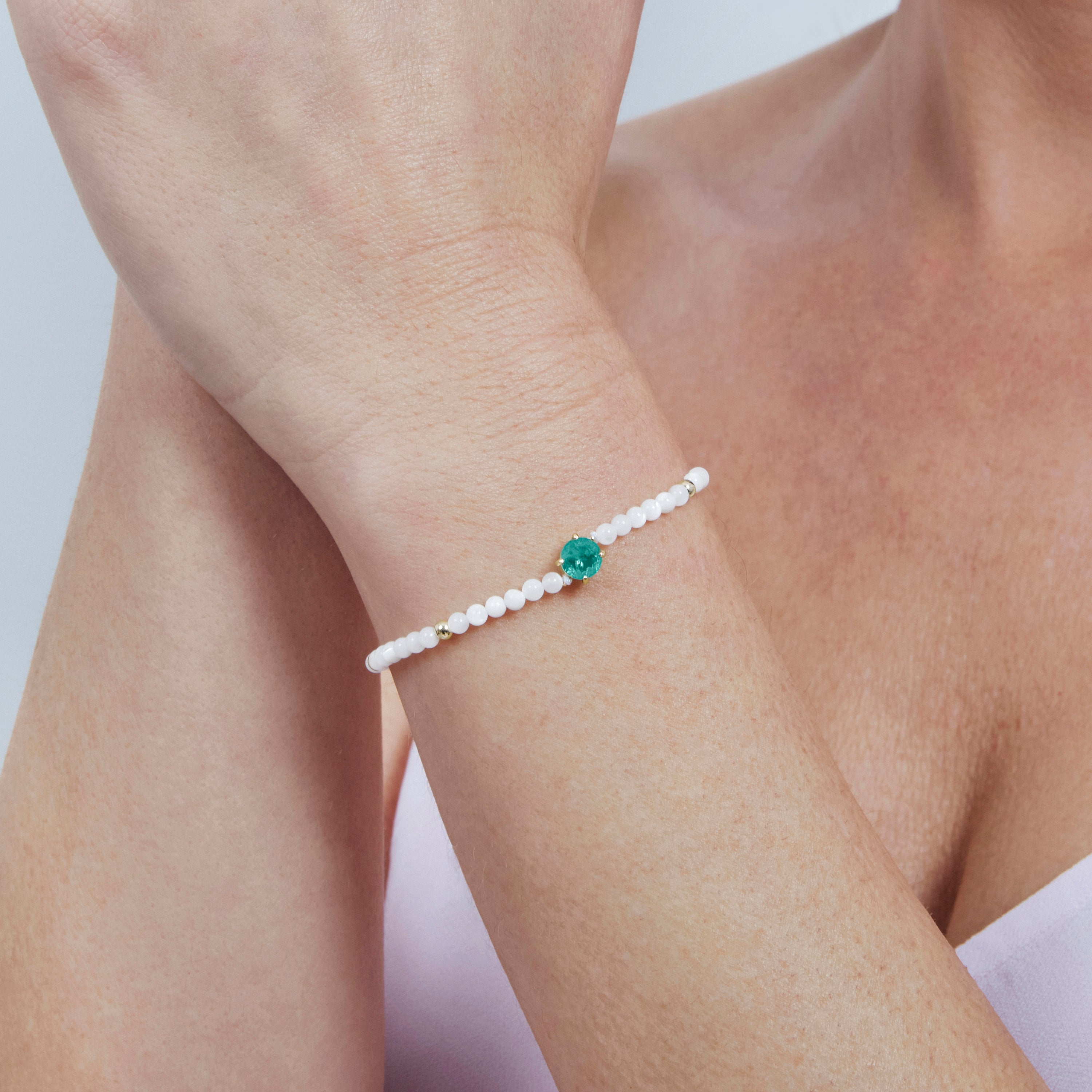 Bracciale in Quarzo Idrotermale Verde Paraiba con finitura in oro giallo 18k - Neori