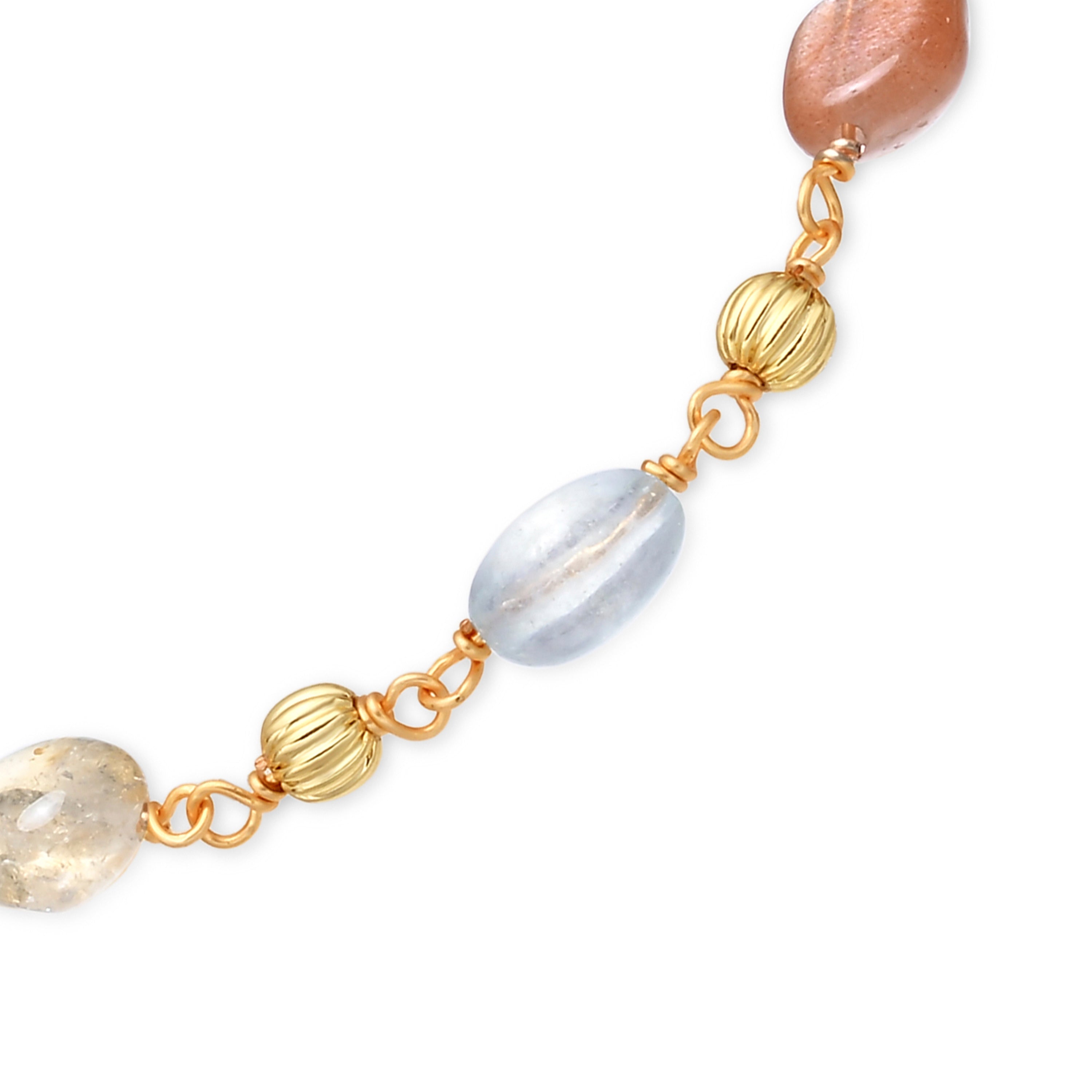 925 Sterling Silver Bracelet with Multicolor Natural Stone and 18k Yellow Gold Finish - Sariel