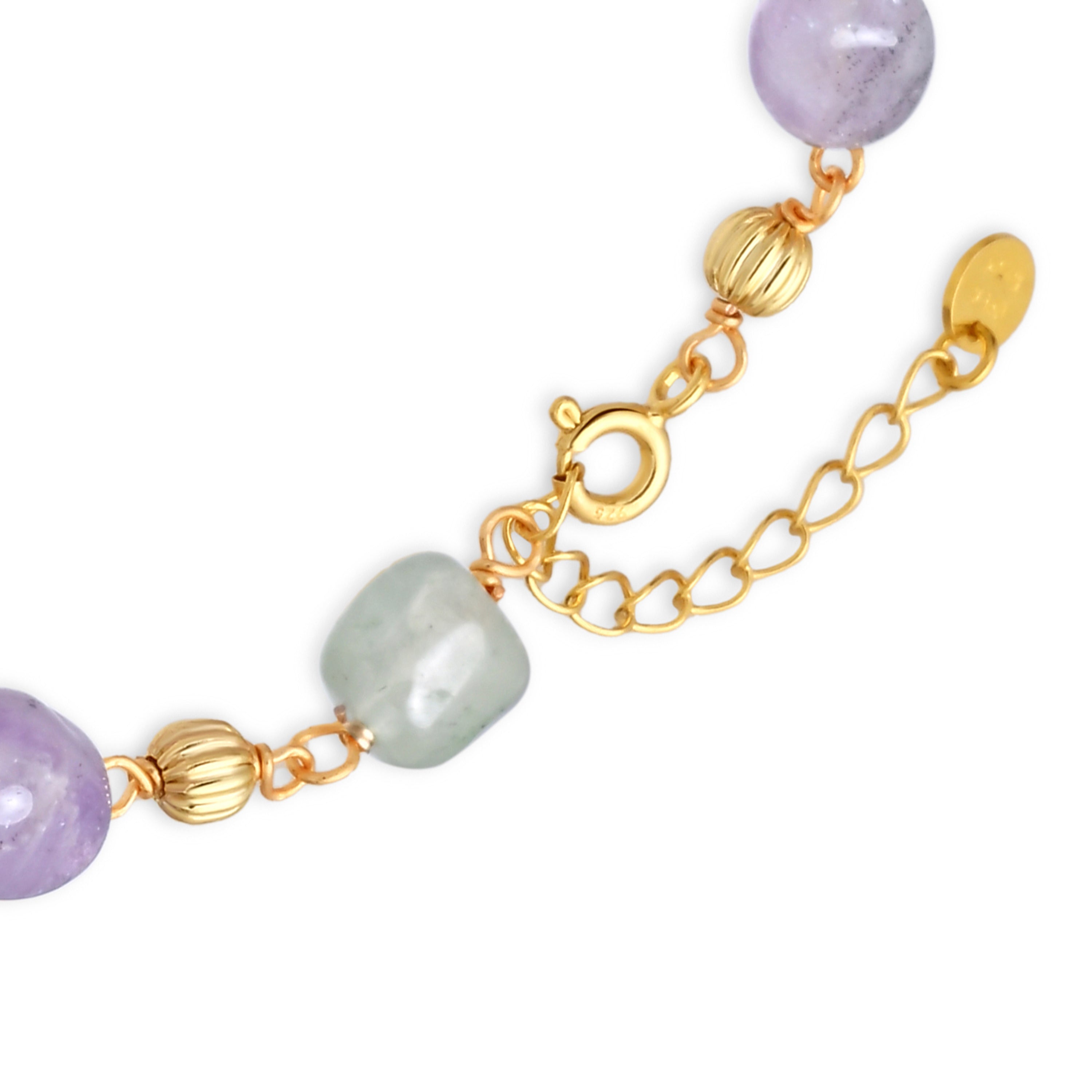 925 Sterling Silver Bracelet with Multicolor Natural Stone and 18k Yellow Gold Finish - Sariel