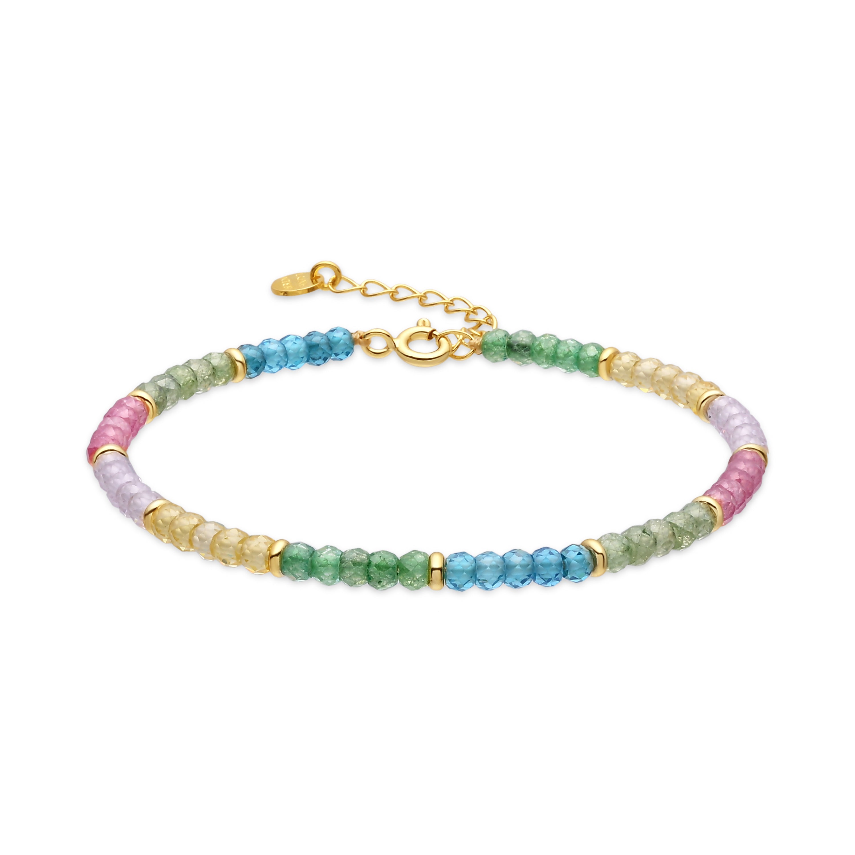 Armband aus 925er Sterlingsilber und mehrfarbigem Kristall mit 18-karätiger Gelbgoldbeschichtung - Shusau