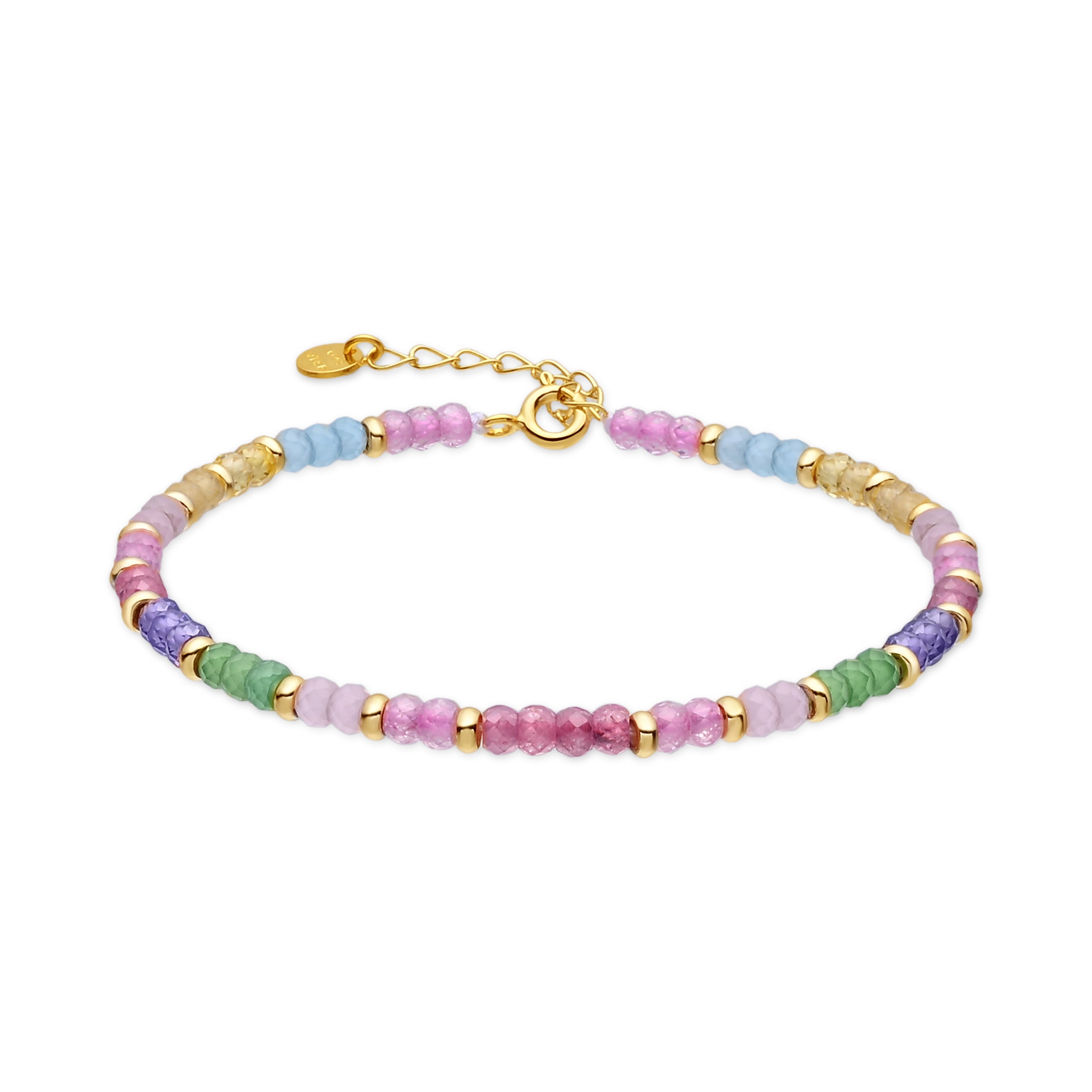 Pulsera de Plata de Ley 925 y Circonita Multicolor acabado en oro amarillo de 18k - Zograx