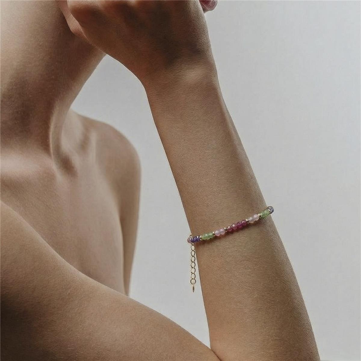 Pulsera de Plata de Ley 925 y Circonita Multicolor acabado en oro amarillo de 18k - Zograx