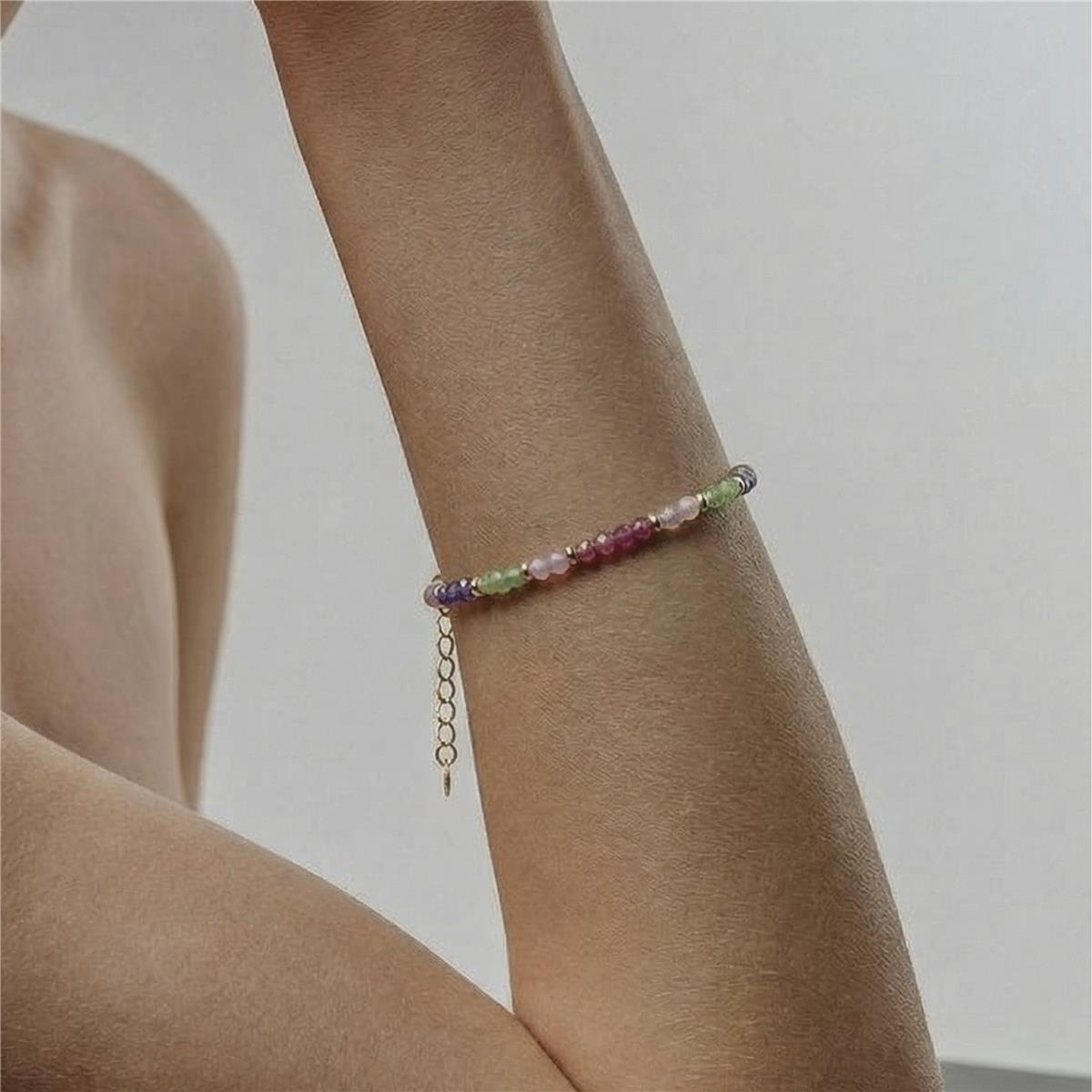 Pulsera de Plata de Ley 925 y Circonita Multicolor acabado en oro amarillo de 18k - Zograx
