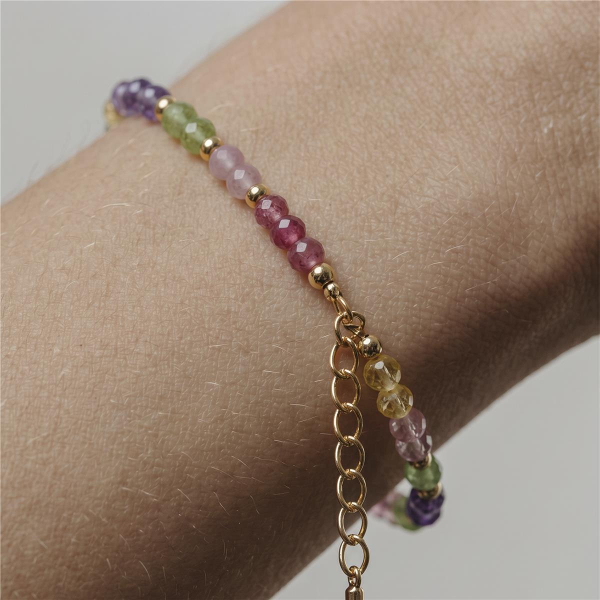 Pulsera de Plata de Ley 925 y Circonita Multicolor acabado en oro amarillo de 18k - Zograx