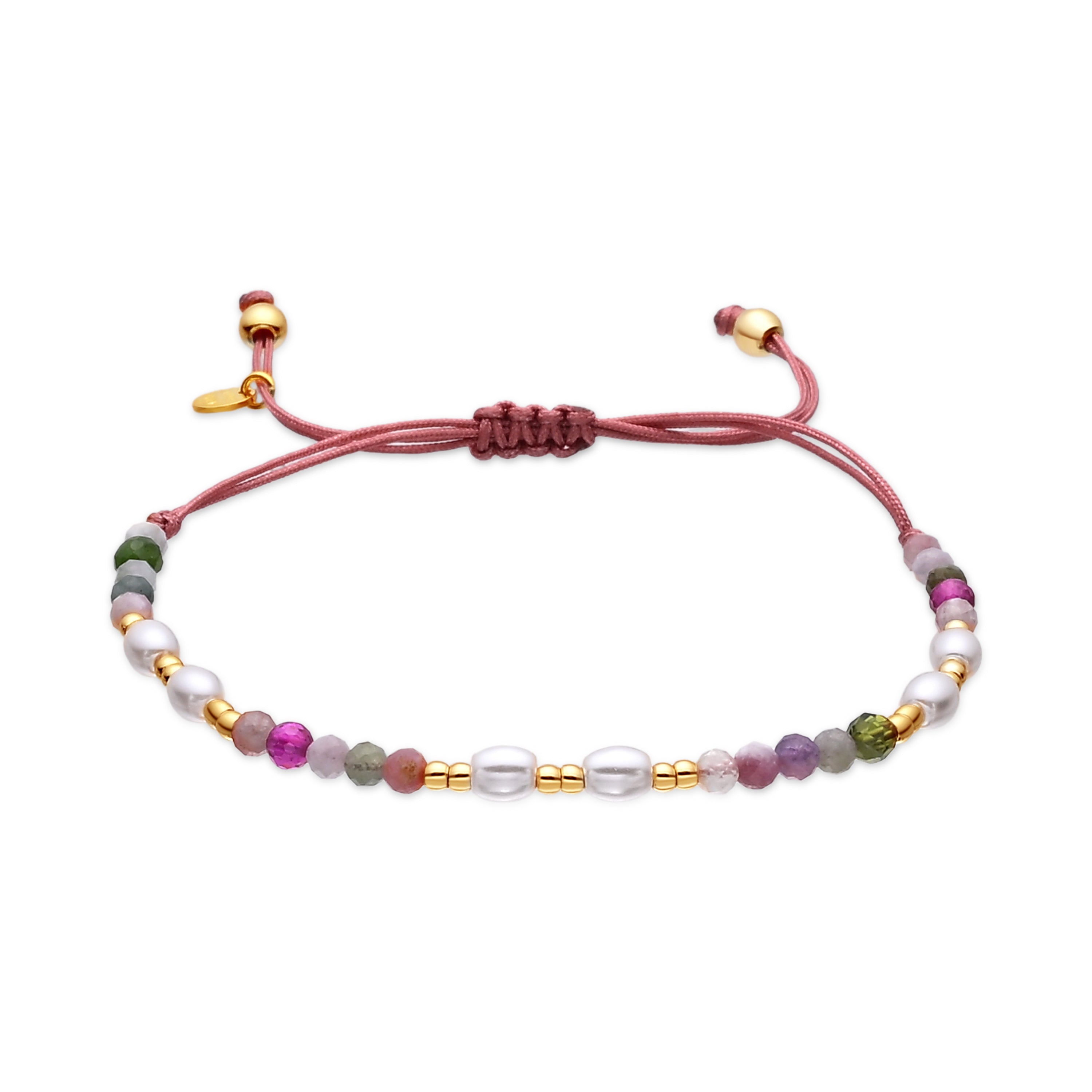 Pulsera de Plata de Ley 925 y Turmalina Multicolor acabado en oro amarillo de 18k - Gornus
