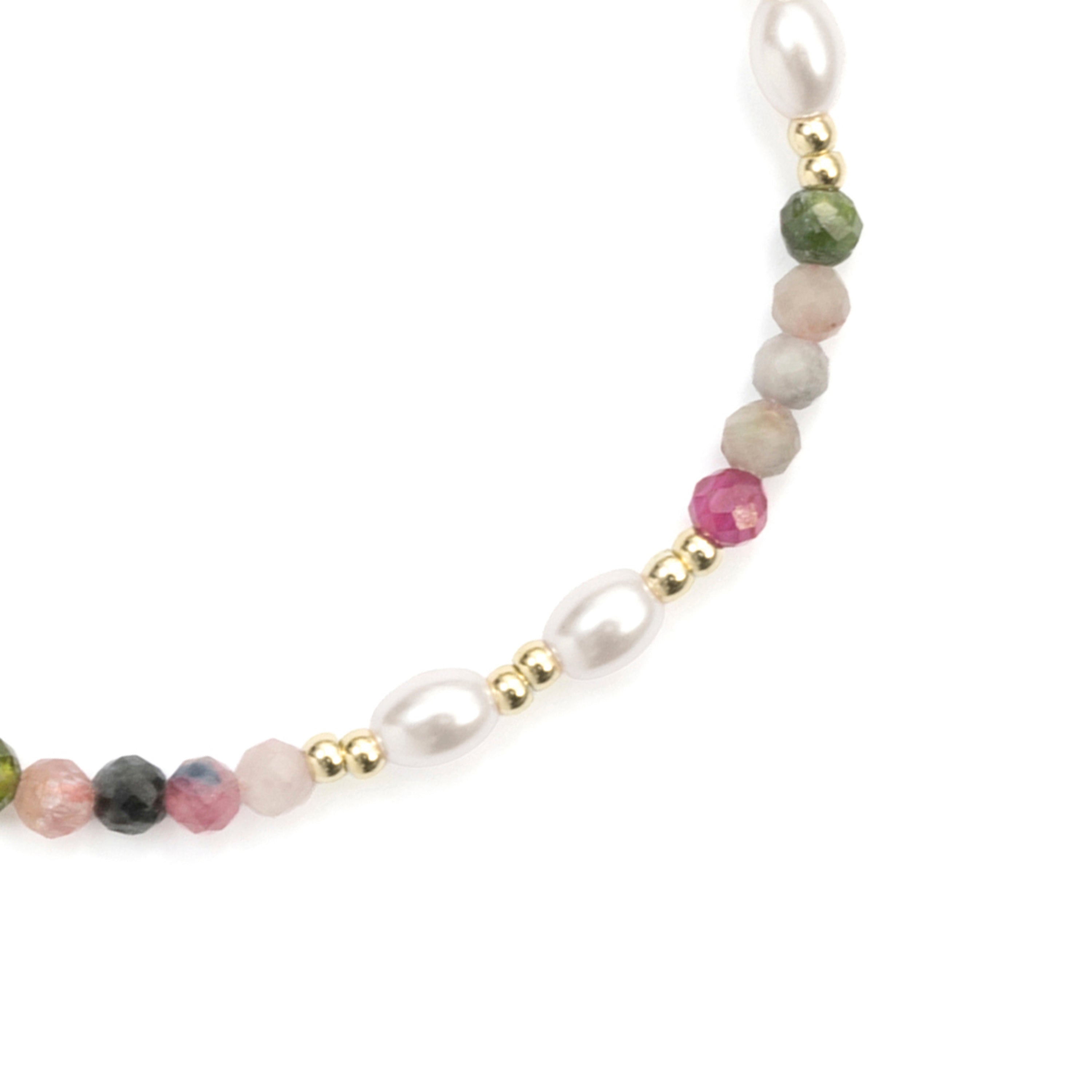 Pulsera de Plata de Ley 925 y Turmalina Multicolor acabado en oro amarillo de 18k - Gornus