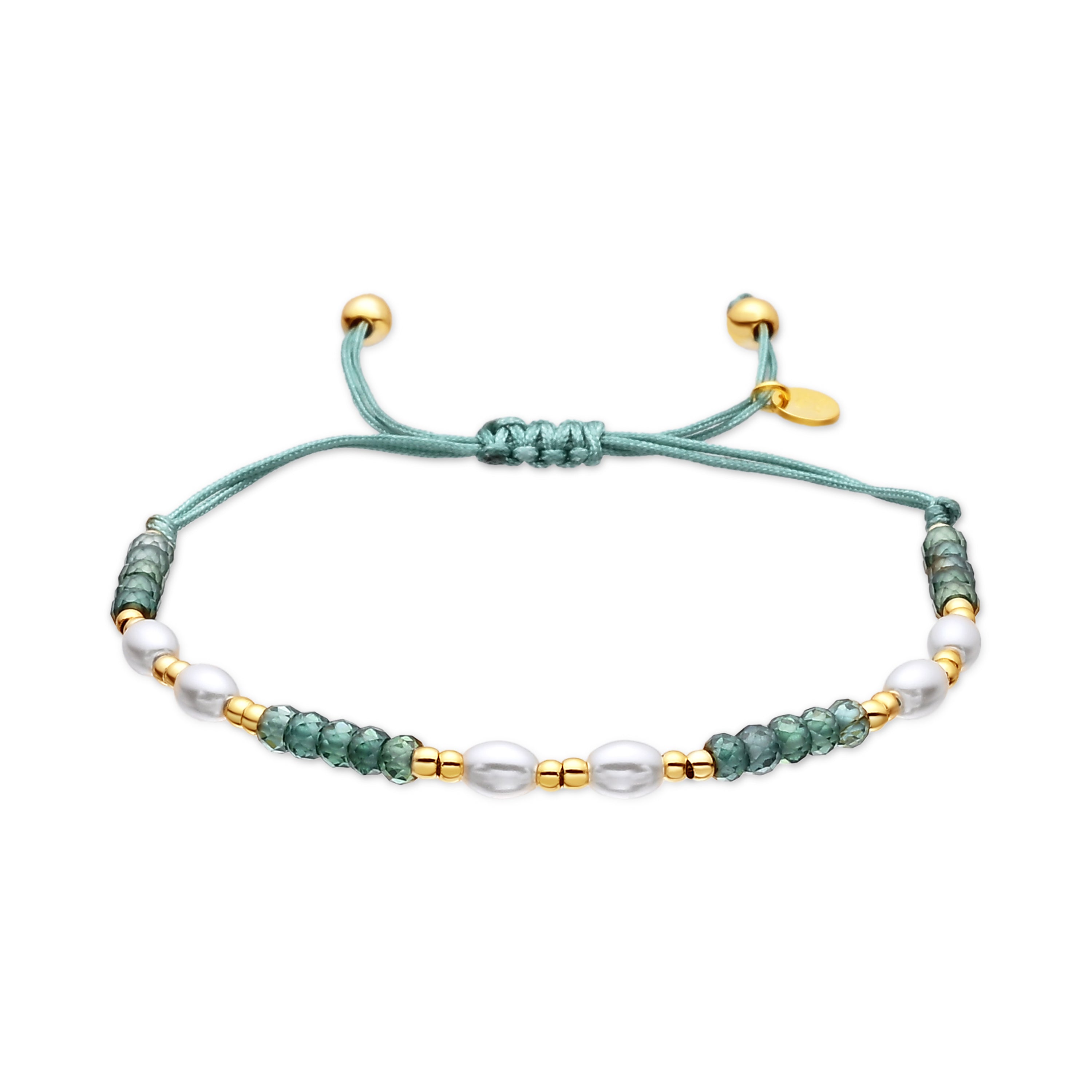 Sterling Silver 925 Bracelet with Green Zirconia, finished in 18k Yellow Gold - Gornus