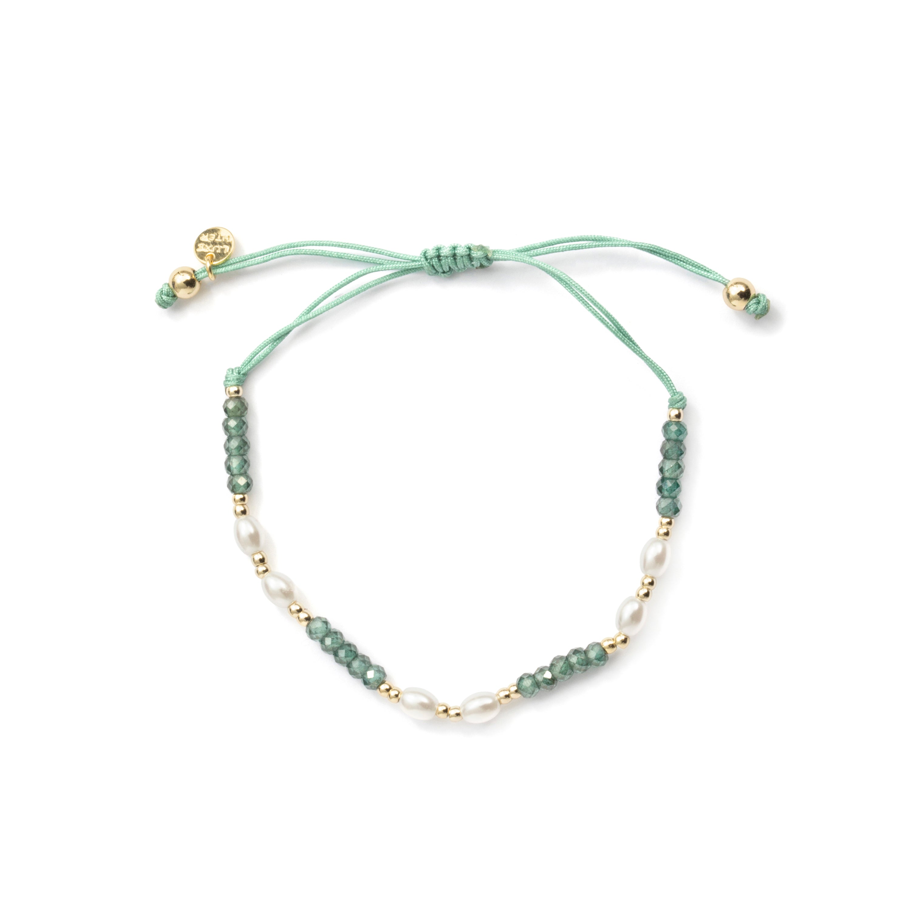 Sterling Silver 925 Bracelet with Green Zirconia, finished in 18k Yellow Gold - Gornus