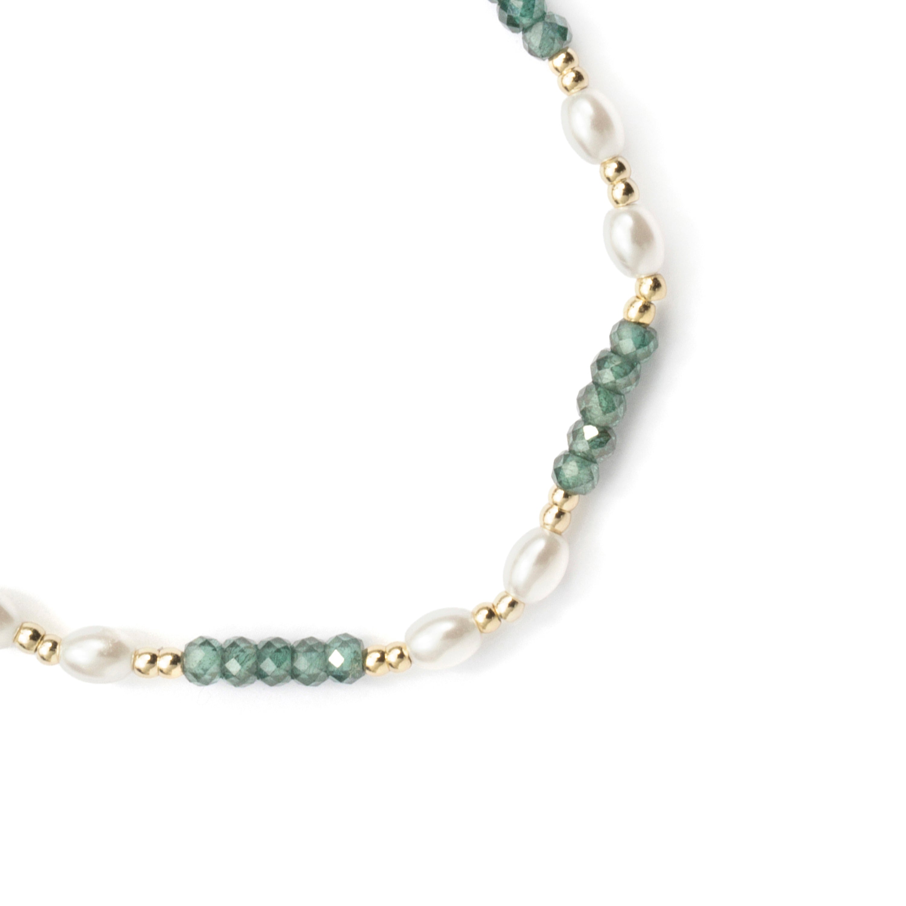 Bracelet en argent sterling 925 et zircon vert avec finition en or jaune 18 carats - Gornus