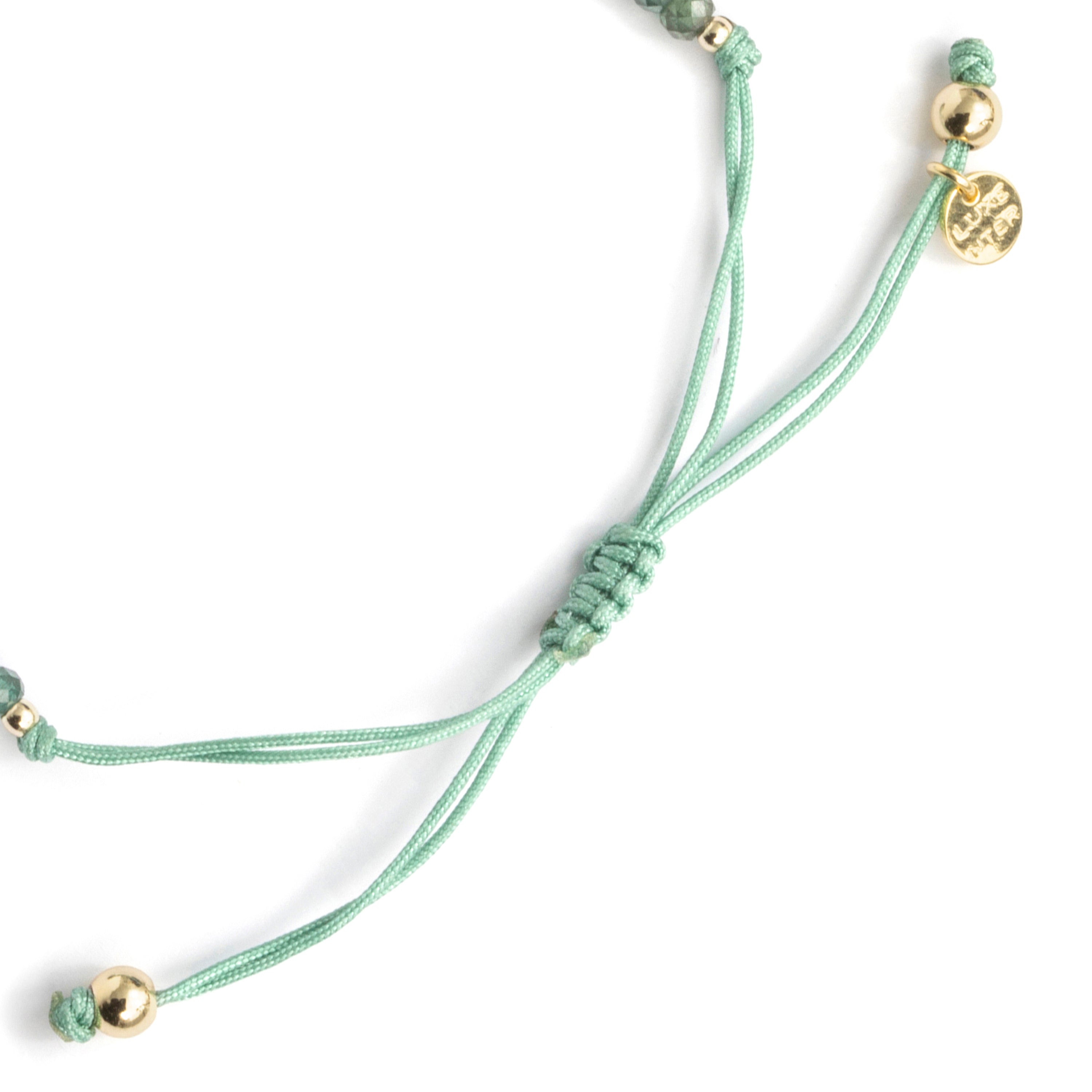 Bracelet en argent sterling 925 et zircon vert avec finition en or jaune 18 carats - Gornus