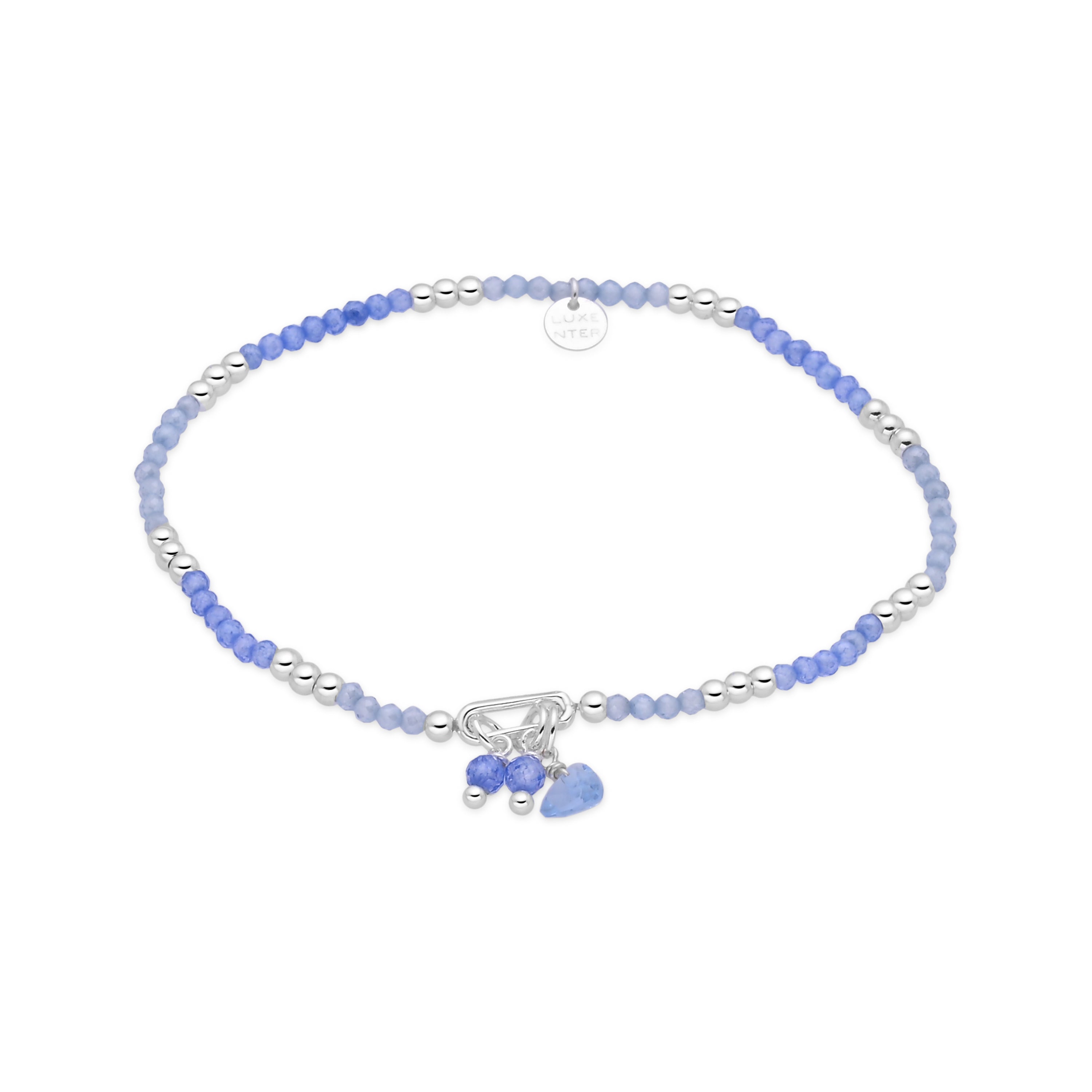 Sterling Silver 925 Bracelet with Blue Crystal and Rhodium Finish - Ilkan