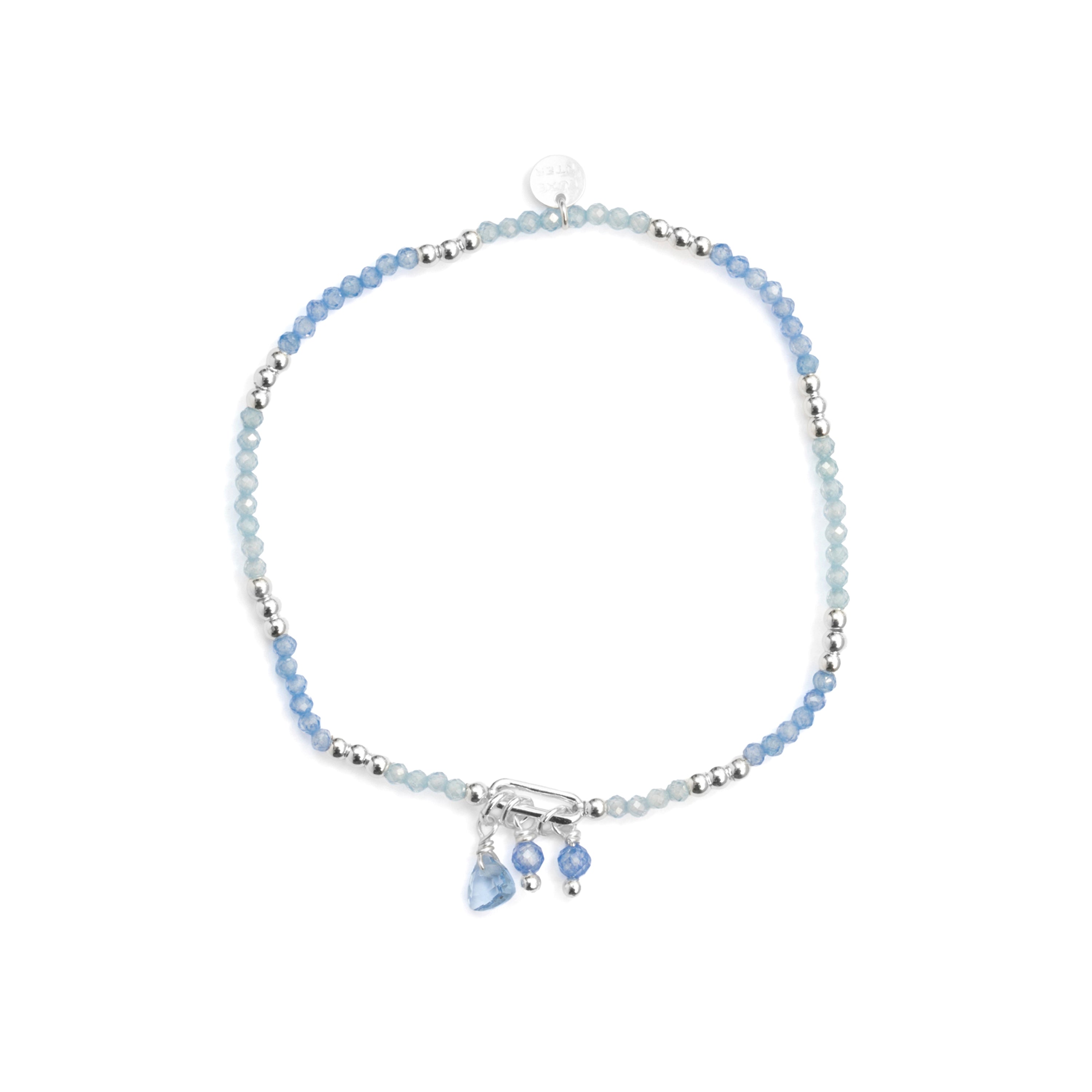Pulsera de Plata de Ley 925 y Cristal Azul acabado en rodio - Ilkan