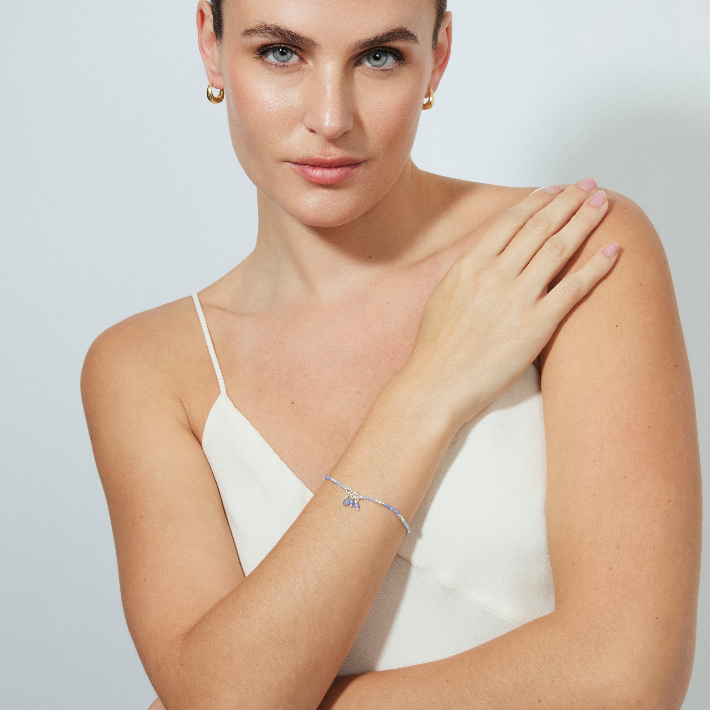 Sterling Silver 925 Bracelet with Blue Crystal and Rhodium Finish - Ilkan