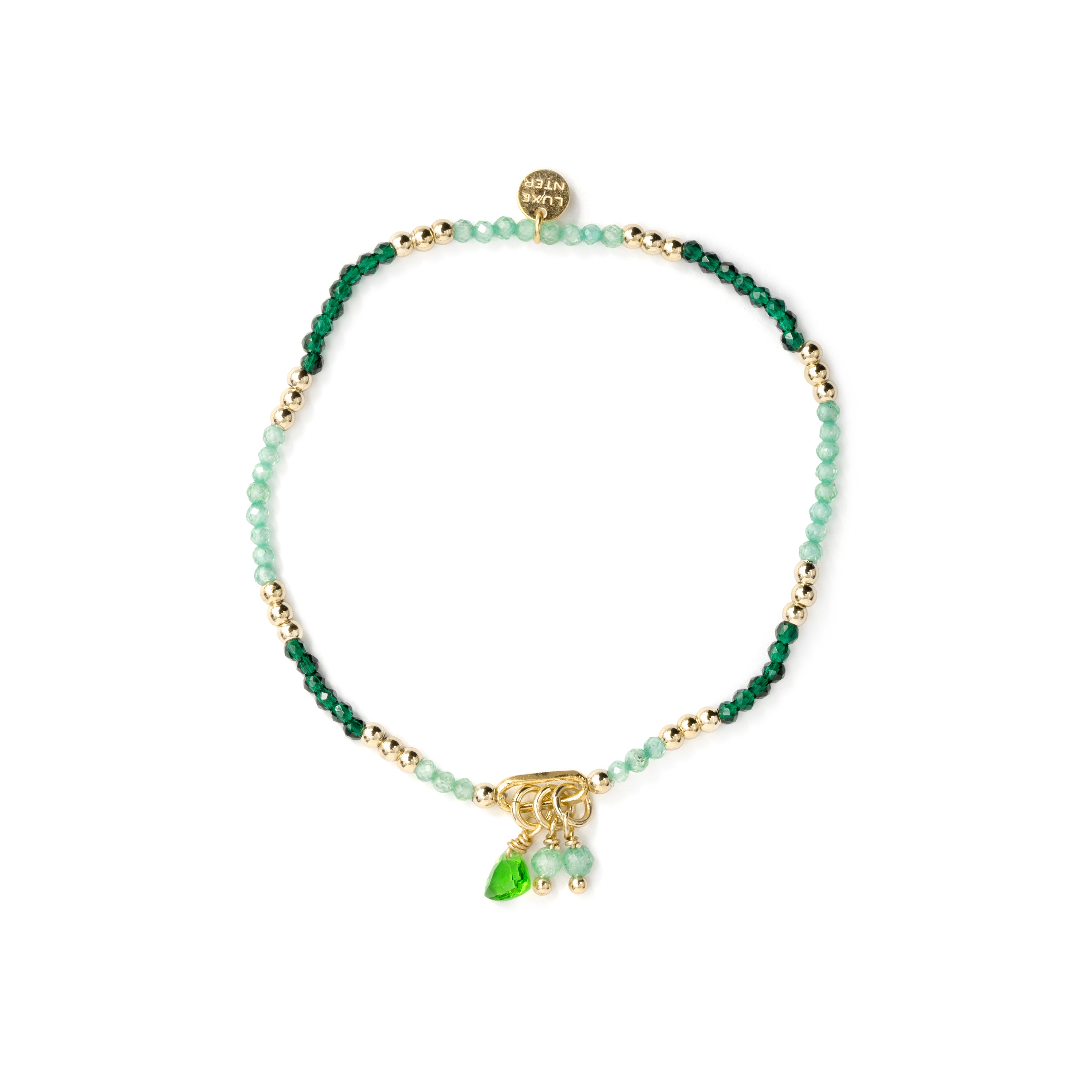 Armband aus 925er Sterlingsilber und grünem Kristall mit 18-karätiger Gelbgoldauflage - Ilkan