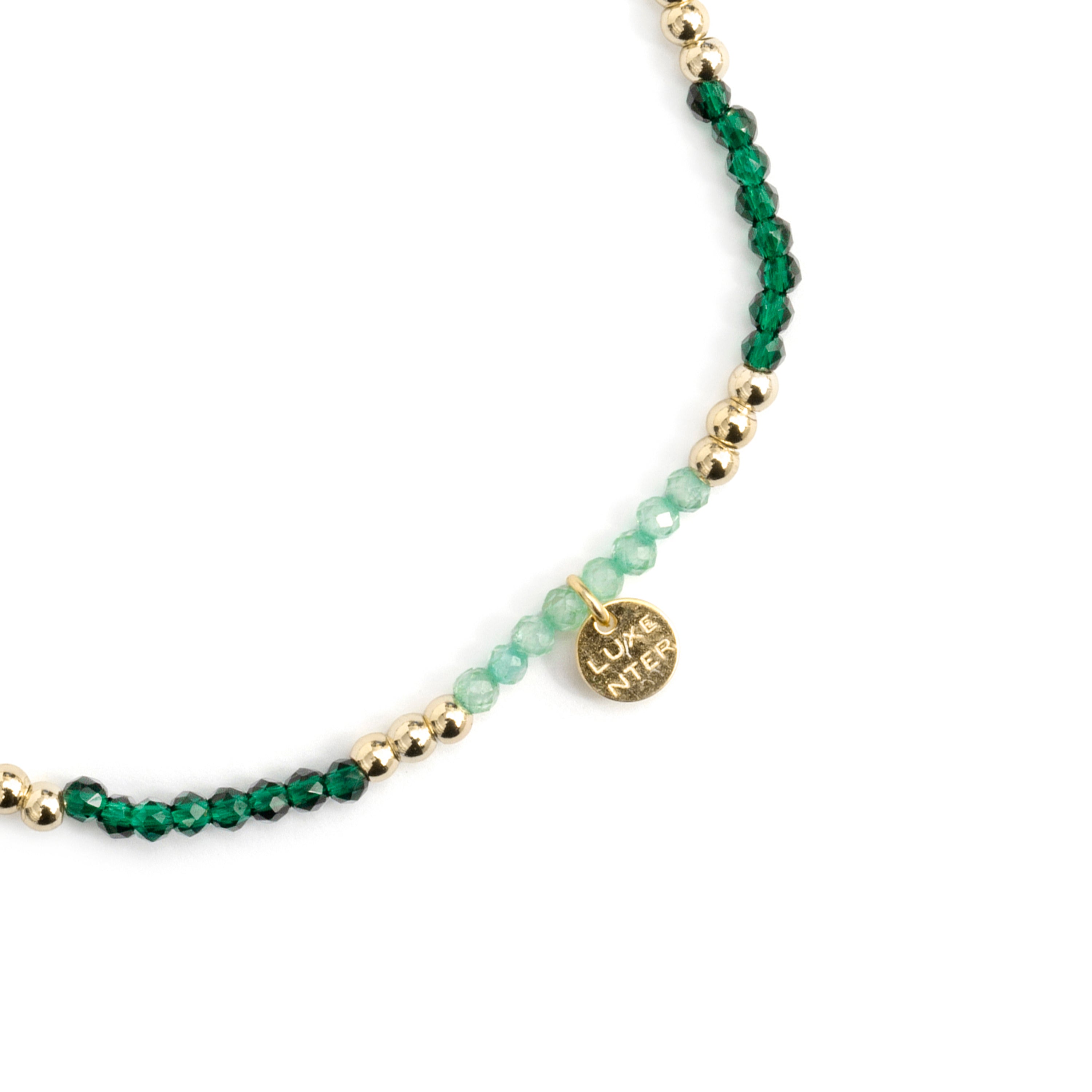 Armband aus 925er Sterlingsilber und grünem Kristall mit 18-karätiger Gelbgoldauflage - Ilkan