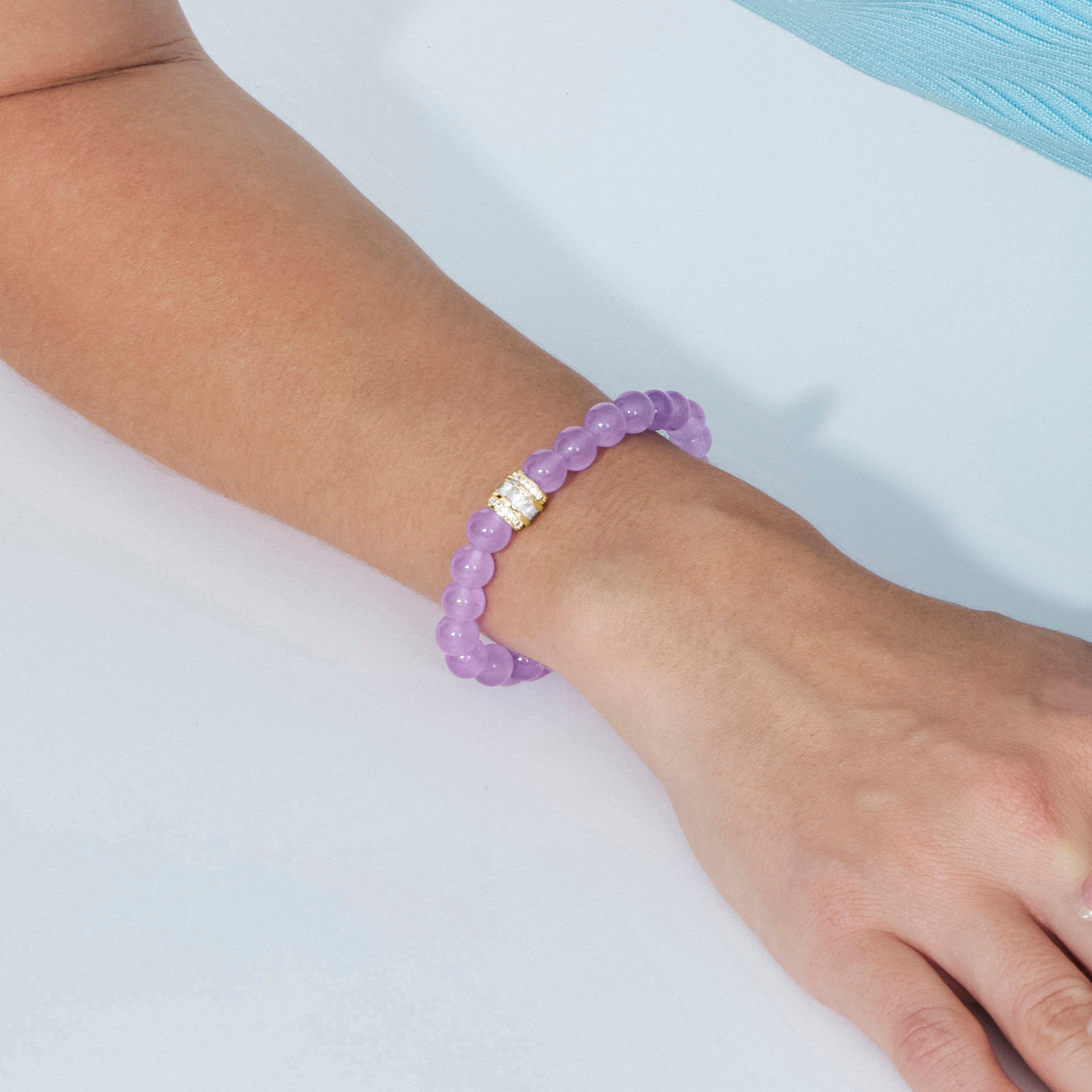 Armband aus 925er Sterlingsilber und klarem natürlichem Amethyst mit 18k Gelbgold-Finish - Teiga