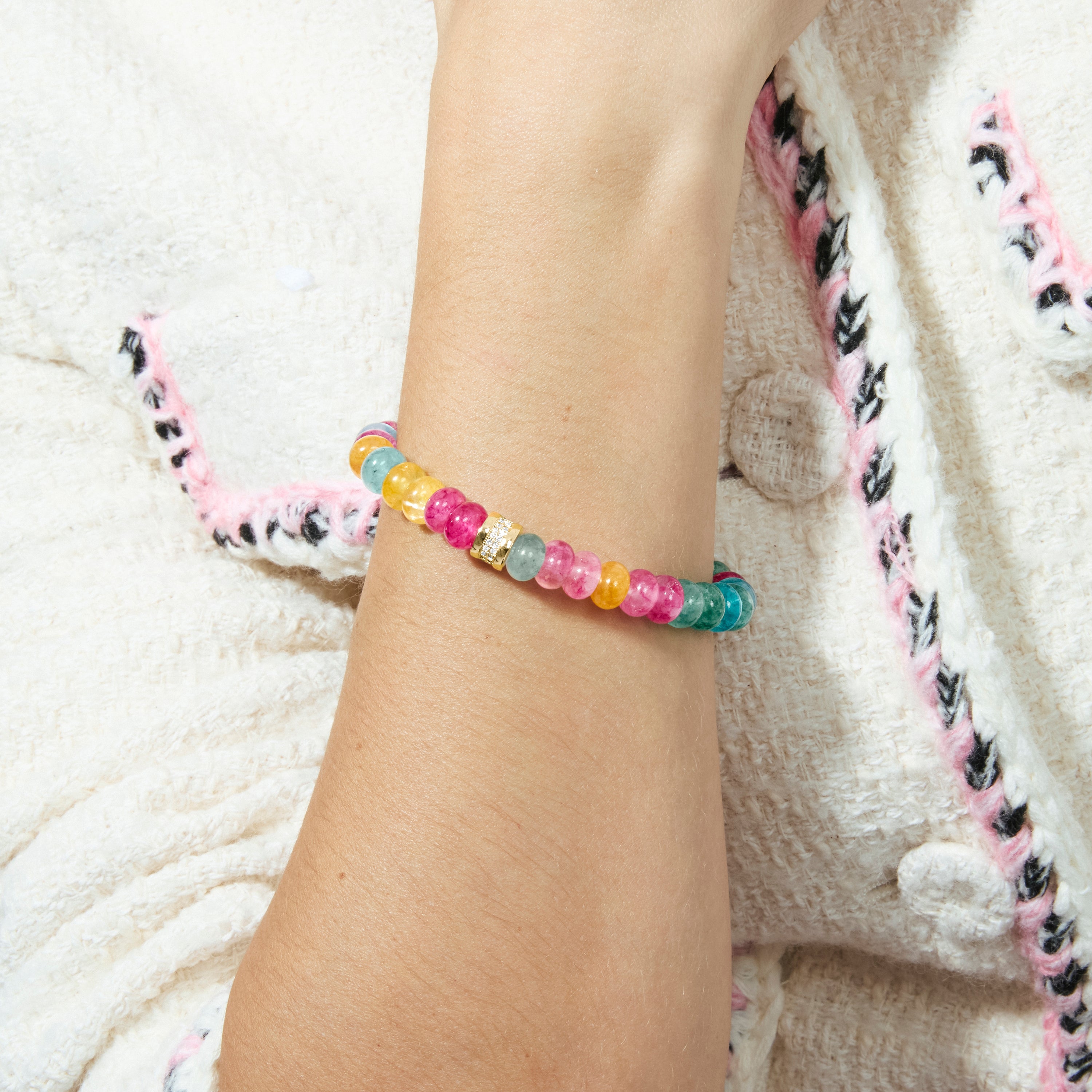 Bracciale in Argento 925 e Cristallo Multicolore con finitura in oro giallo 18k - Omke