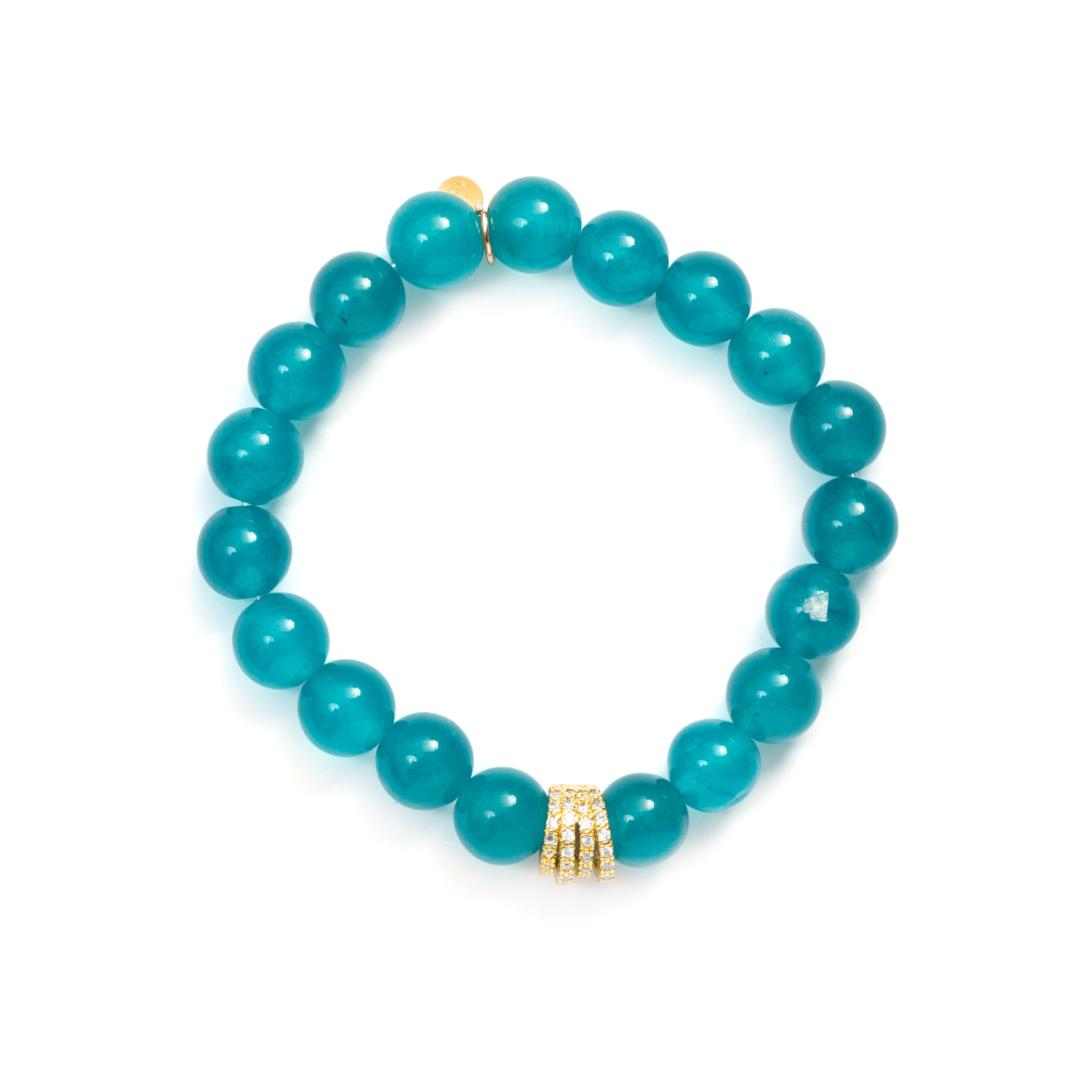 Bracelet en argent sterling 925 et cristal bleu avec finition en or jaune 18 carats - Tekin