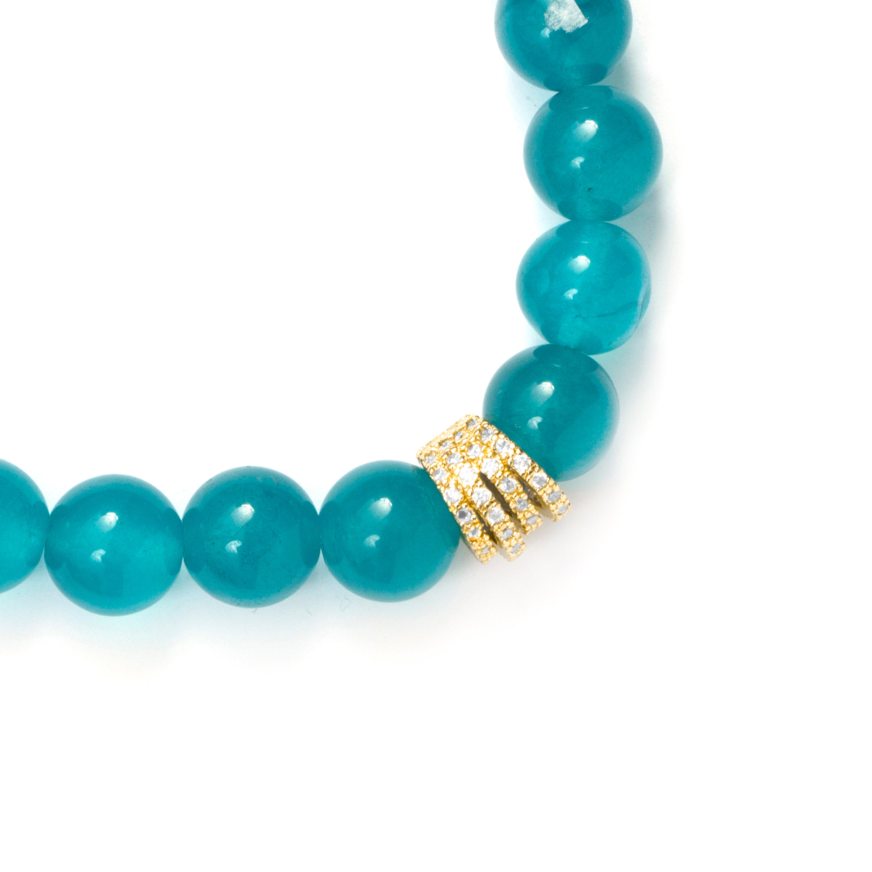 Bracelet en argent sterling 925 et cristal bleu avec finition en or jaune 18 carats - Tekin