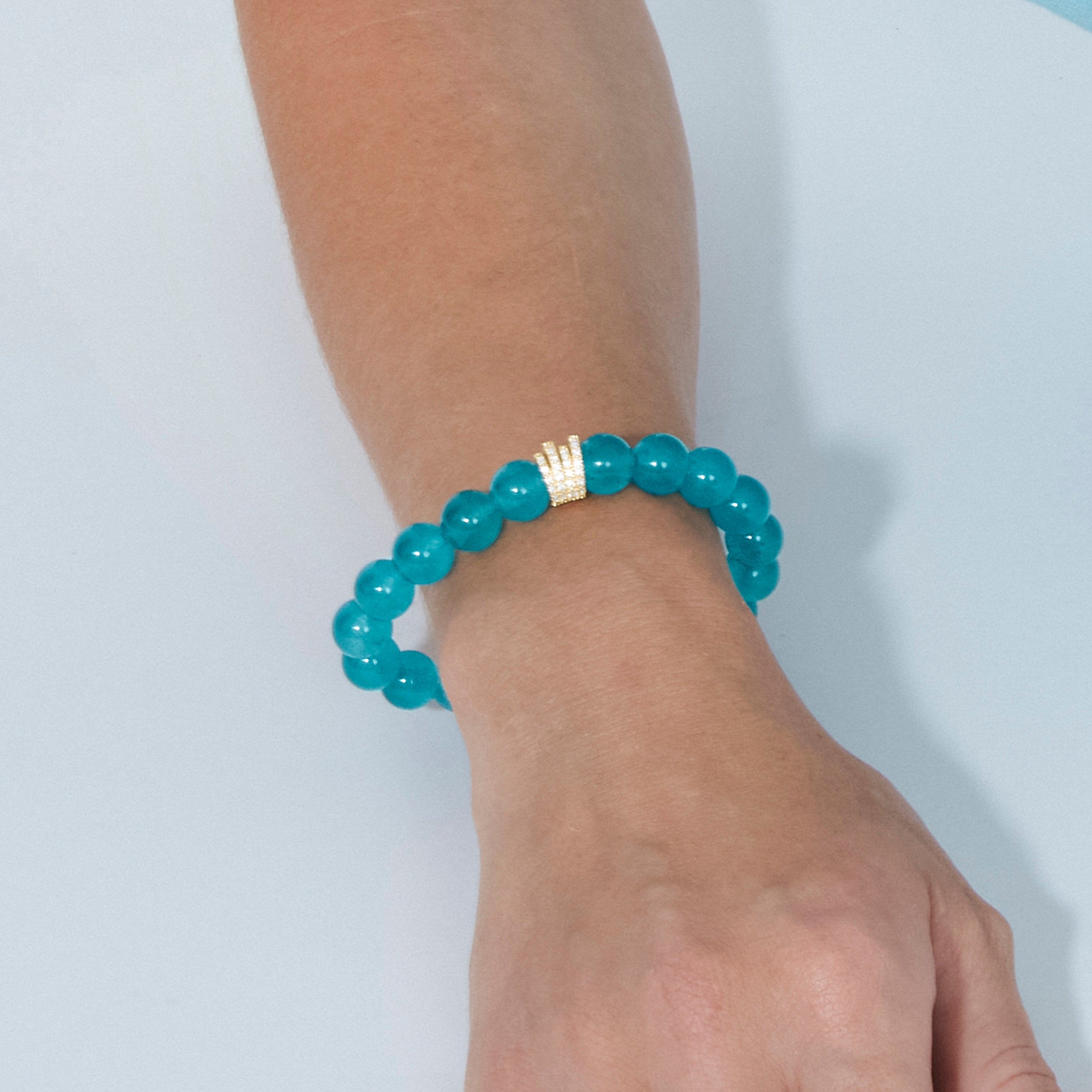 Bracelet en argent sterling 925 et cristal bleu avec finition en or jaune 18 carats - Tekin