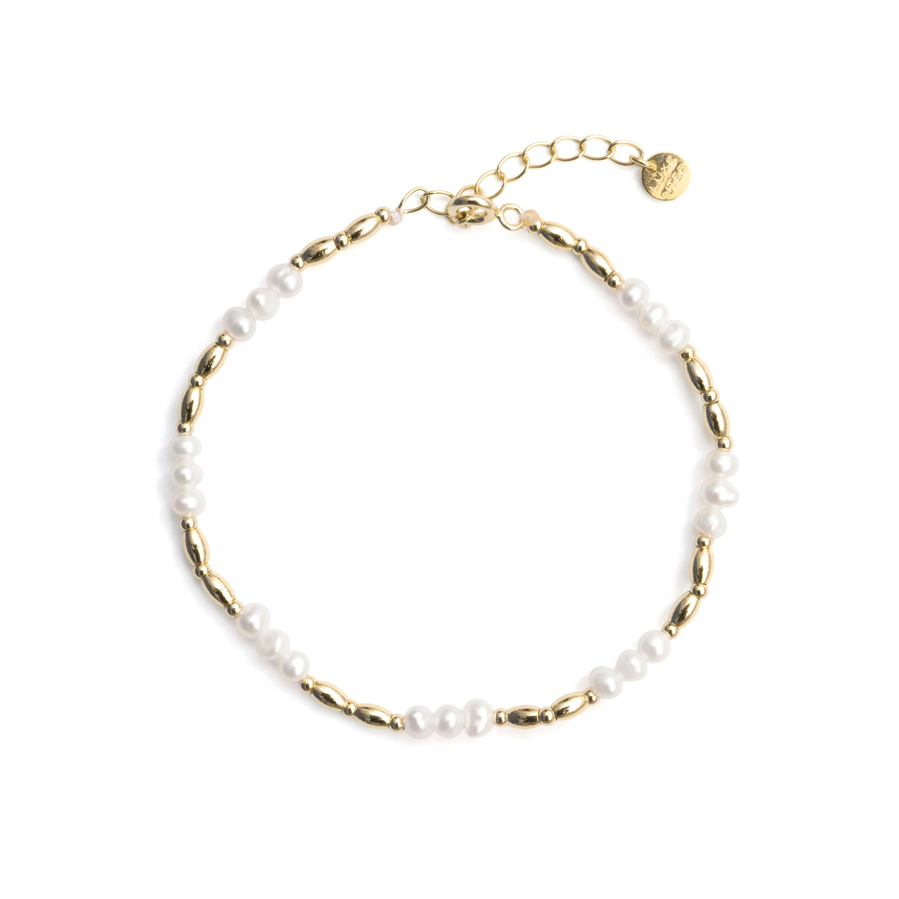 Bracciale in Argento 925 e Perla Bianca con finitura in oro giallo 18k - Mefao