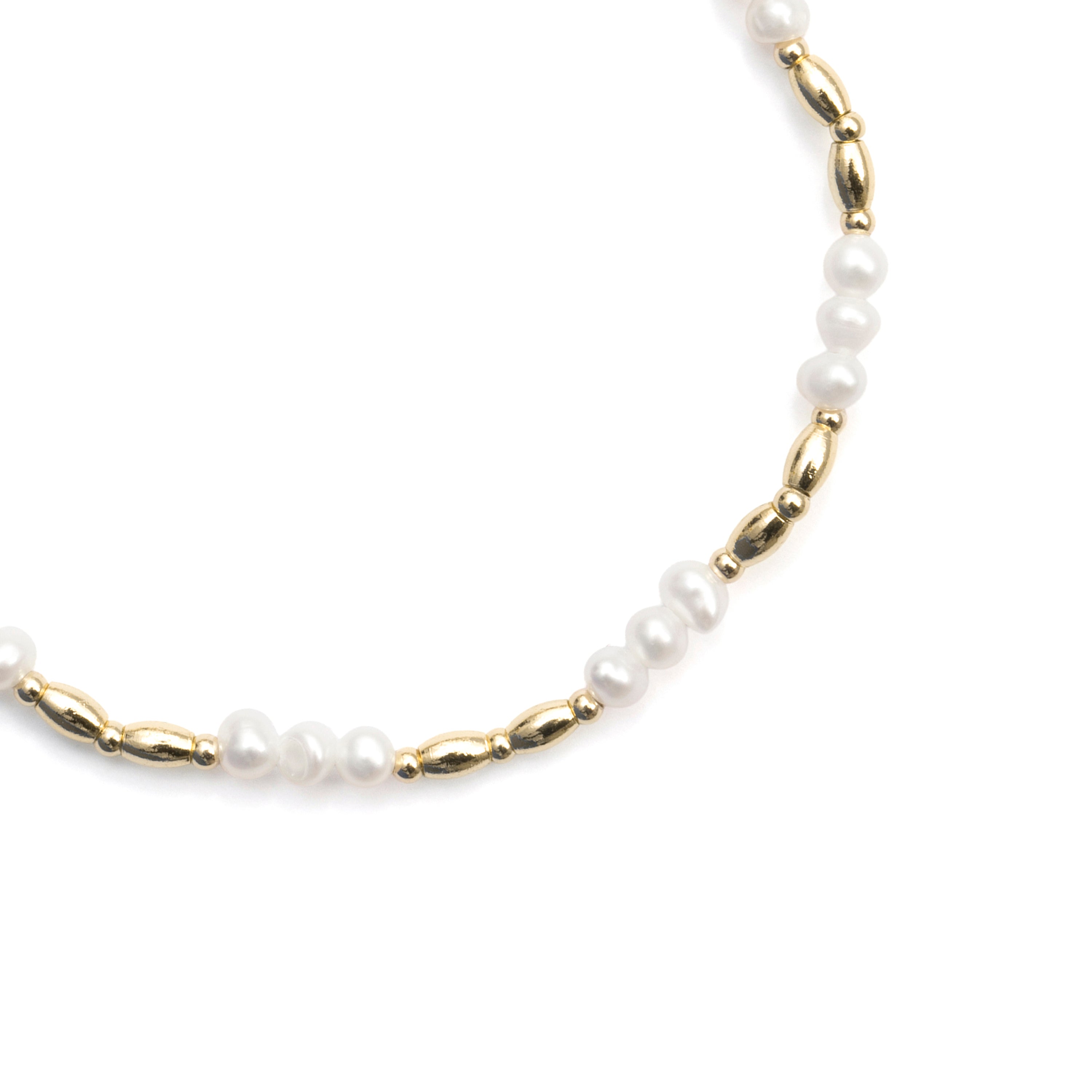 Bracciale in Argento 925 e Perla Bianca con finitura in oro giallo 18k - Mefao