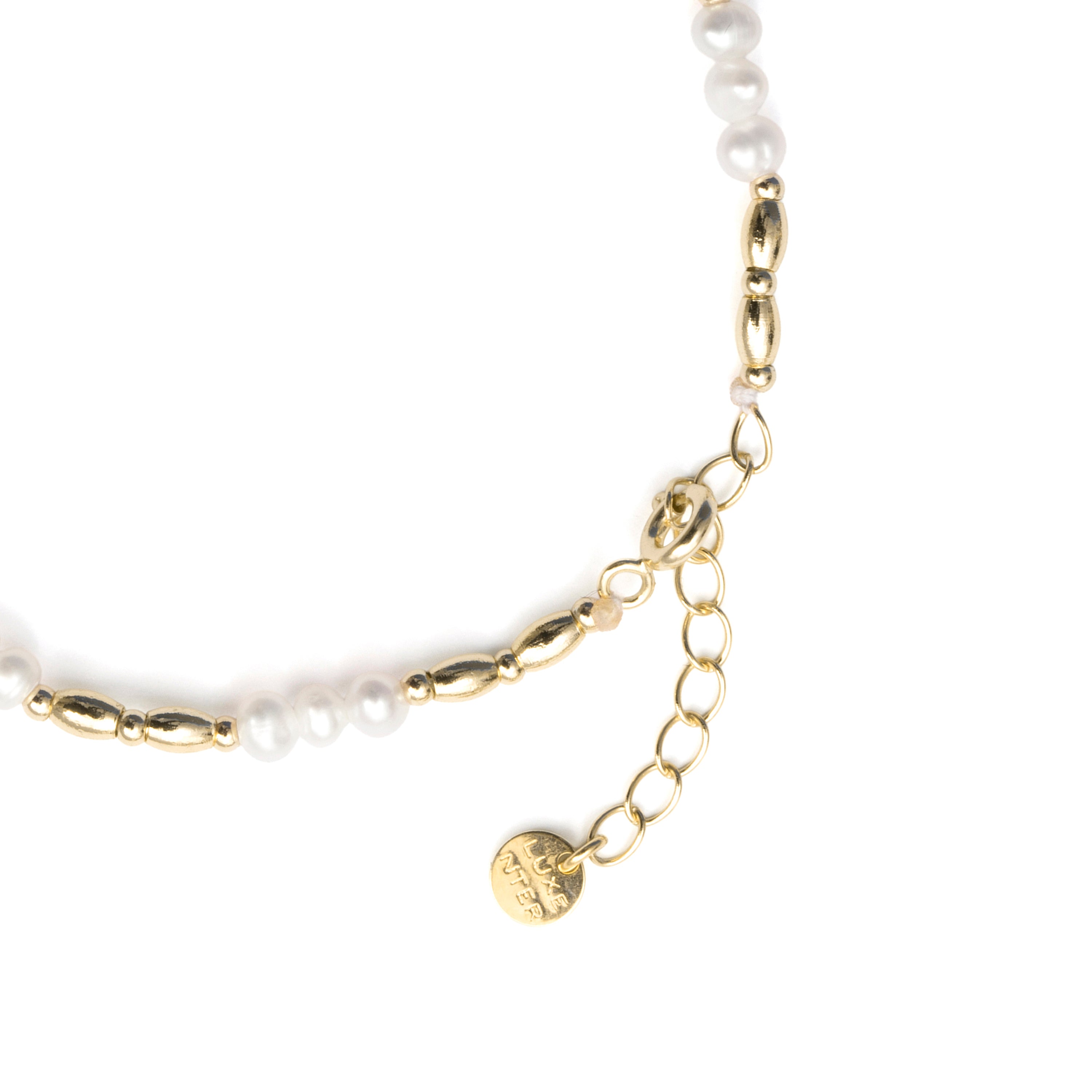Bracciale in Argento 925 e Perla Bianca con finitura in oro giallo 18k - Mefao