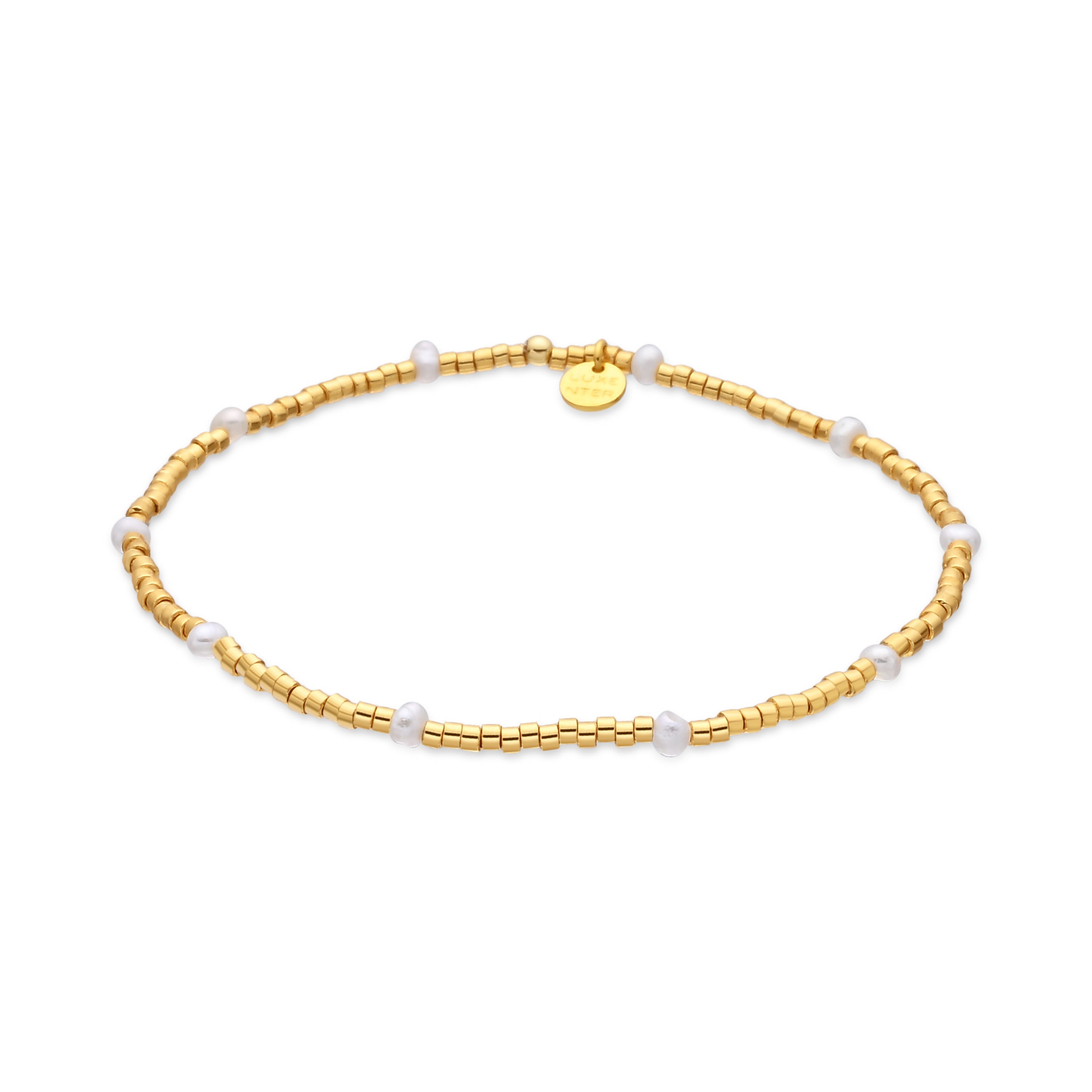 Sterling Silver 925 Bracelet with White Lacquer and 18k Yellow Gold Finish - Fahkia