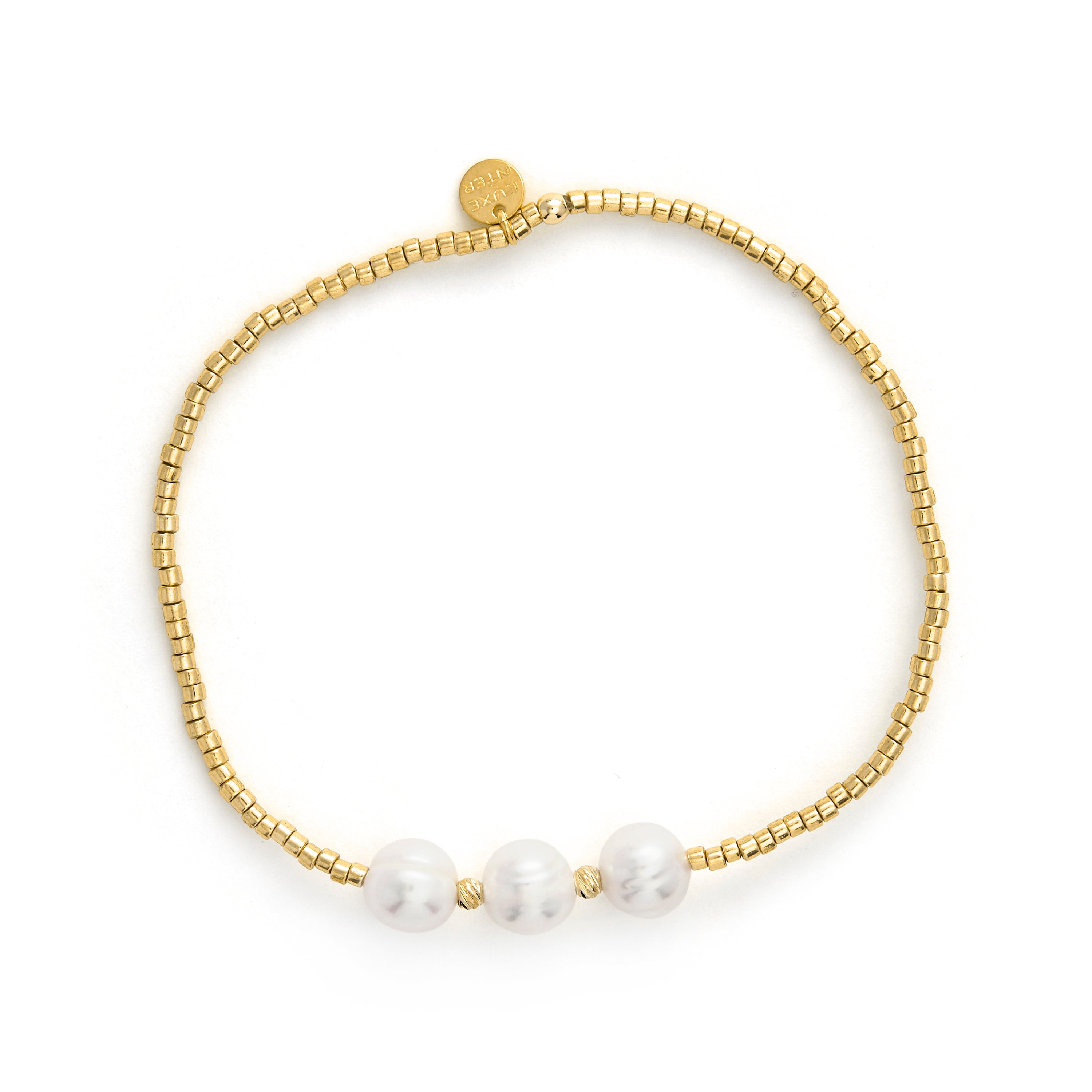 Sterling Silver 925 Bracelet with White Pearl Finished in 18k Yellow Gold - Oschu