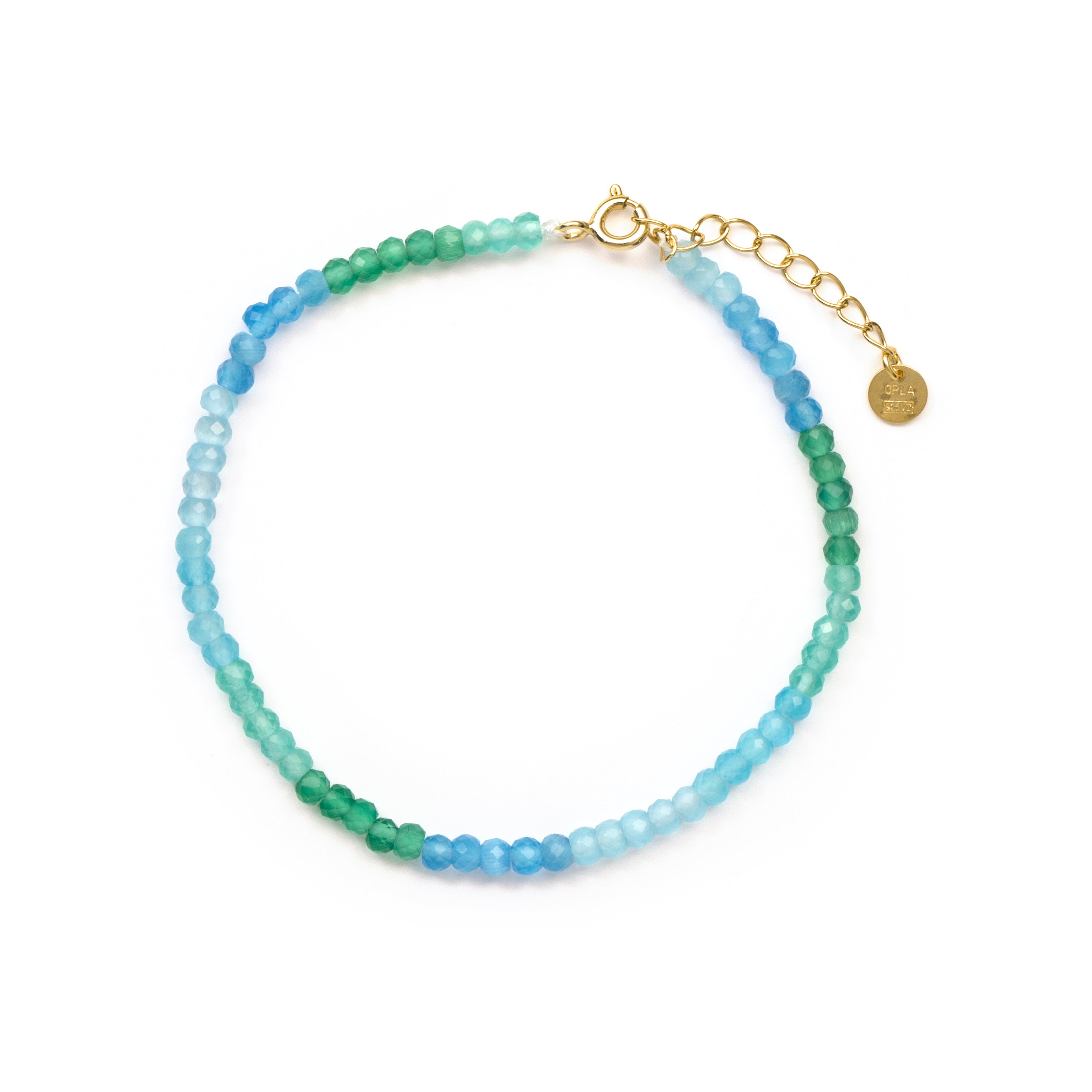 Armband aus 925er Sterlingsilber mit aquamarinblauem Zirkonia und 18-karätiger Gelbgoldauflage - Saino