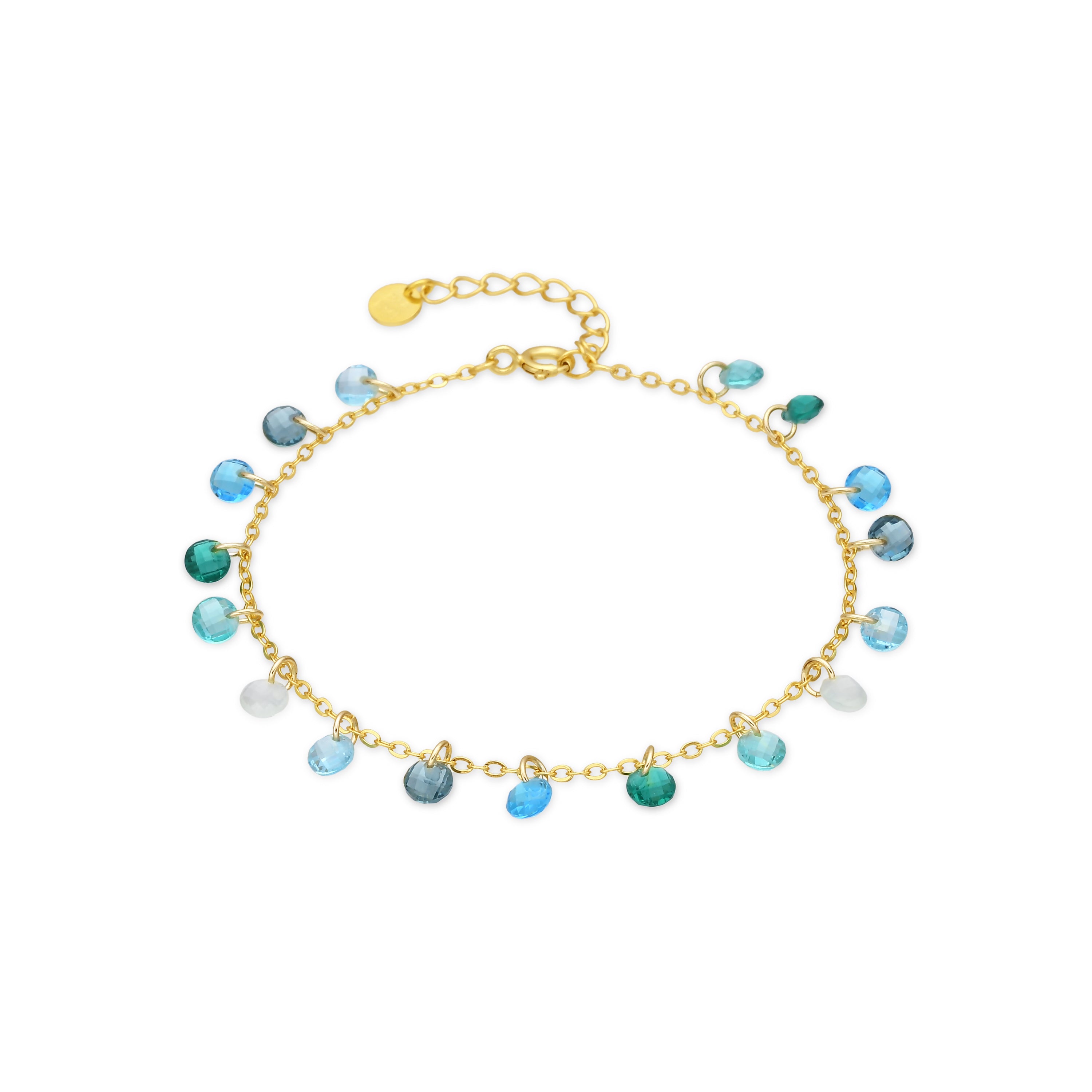 Armband aus 925er Sterlingsilber mit mehrfarbigen Zirkonsteinen, vergoldet mit 18 Karat Gelbgold - Dorala