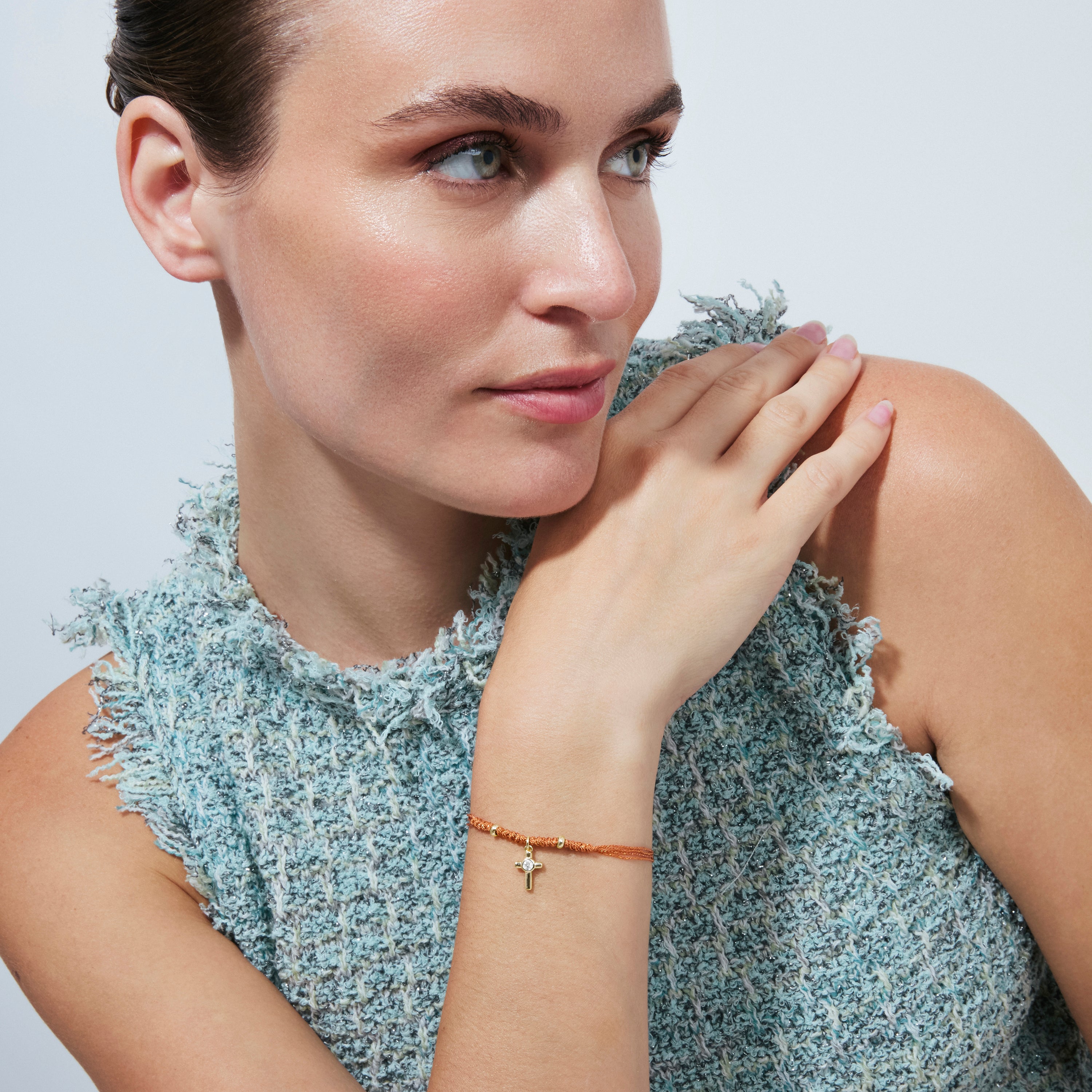 Bracelet en argent sterling 925 et zircone brillante finition en or jaune 18 carats - Imilca