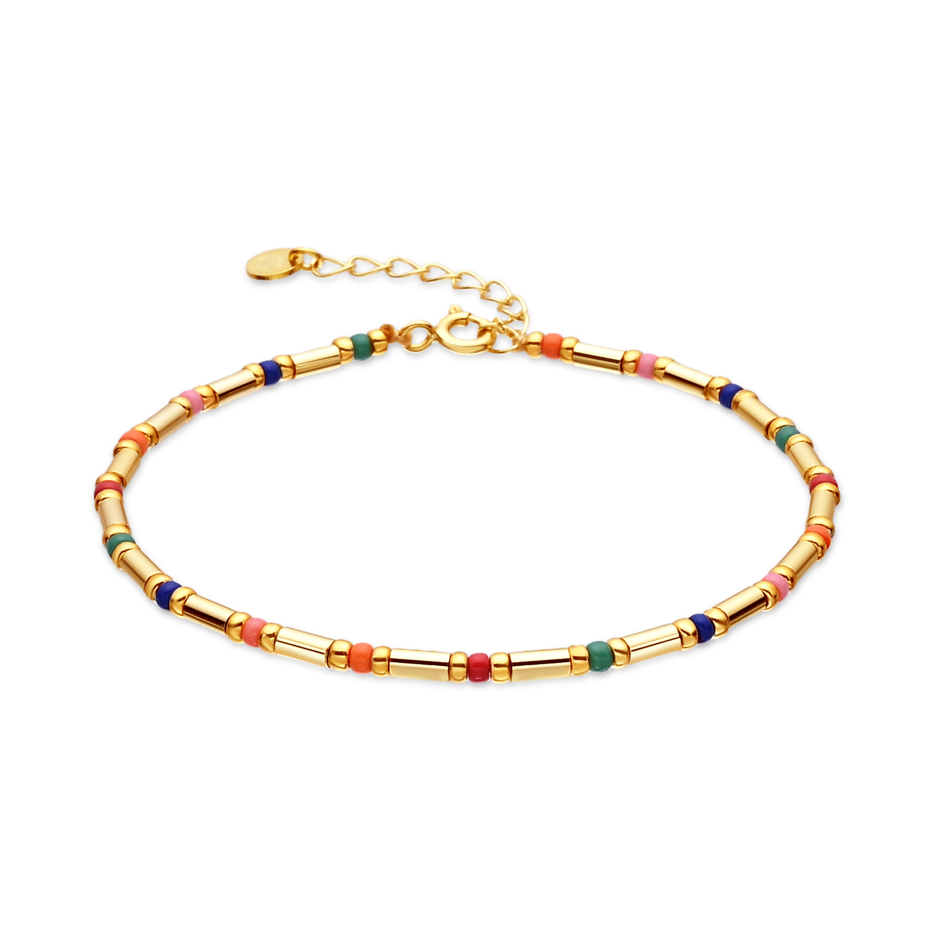 Bracelet en argent sterling 925 et cristal multicolore avec finition en or jaune 18 carats - Sharawi