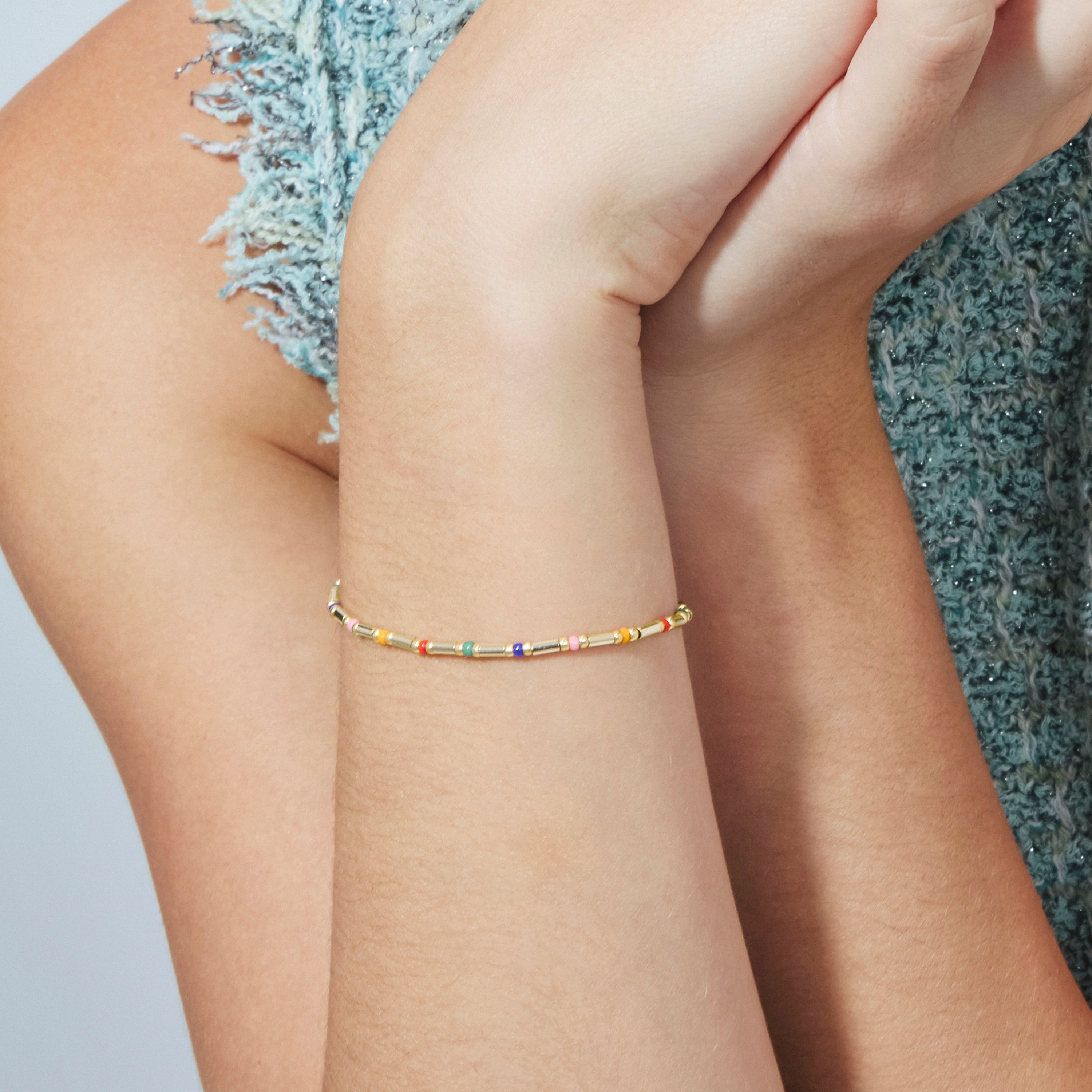 Bracelet en argent sterling 925 et cristal multicolore avec finition en or jaune 18 carats - Sharawi