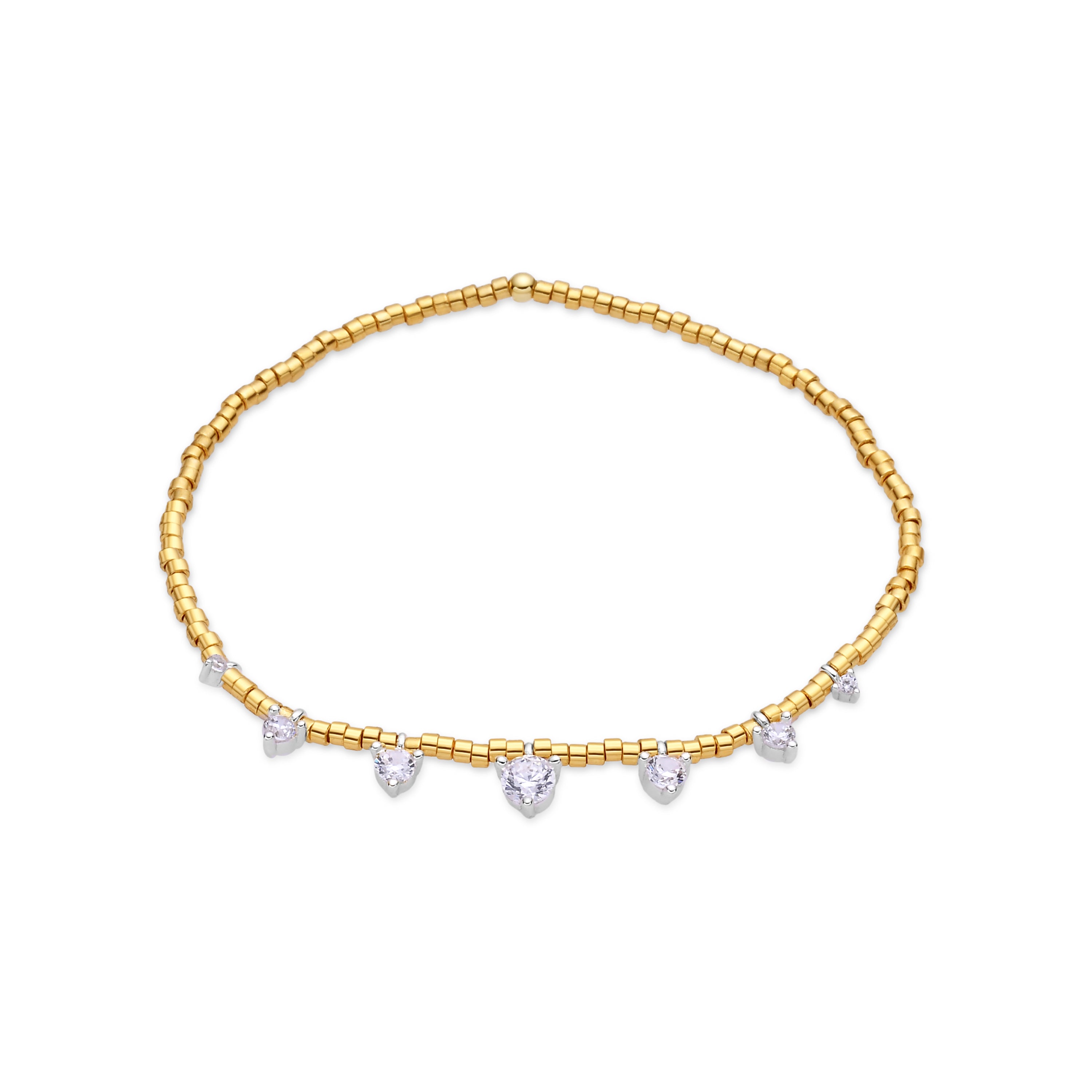 Sterling Silver 925 Bracelet with Sparkling Zirconia, Finished in 18k Yellow Gold - Coyra
