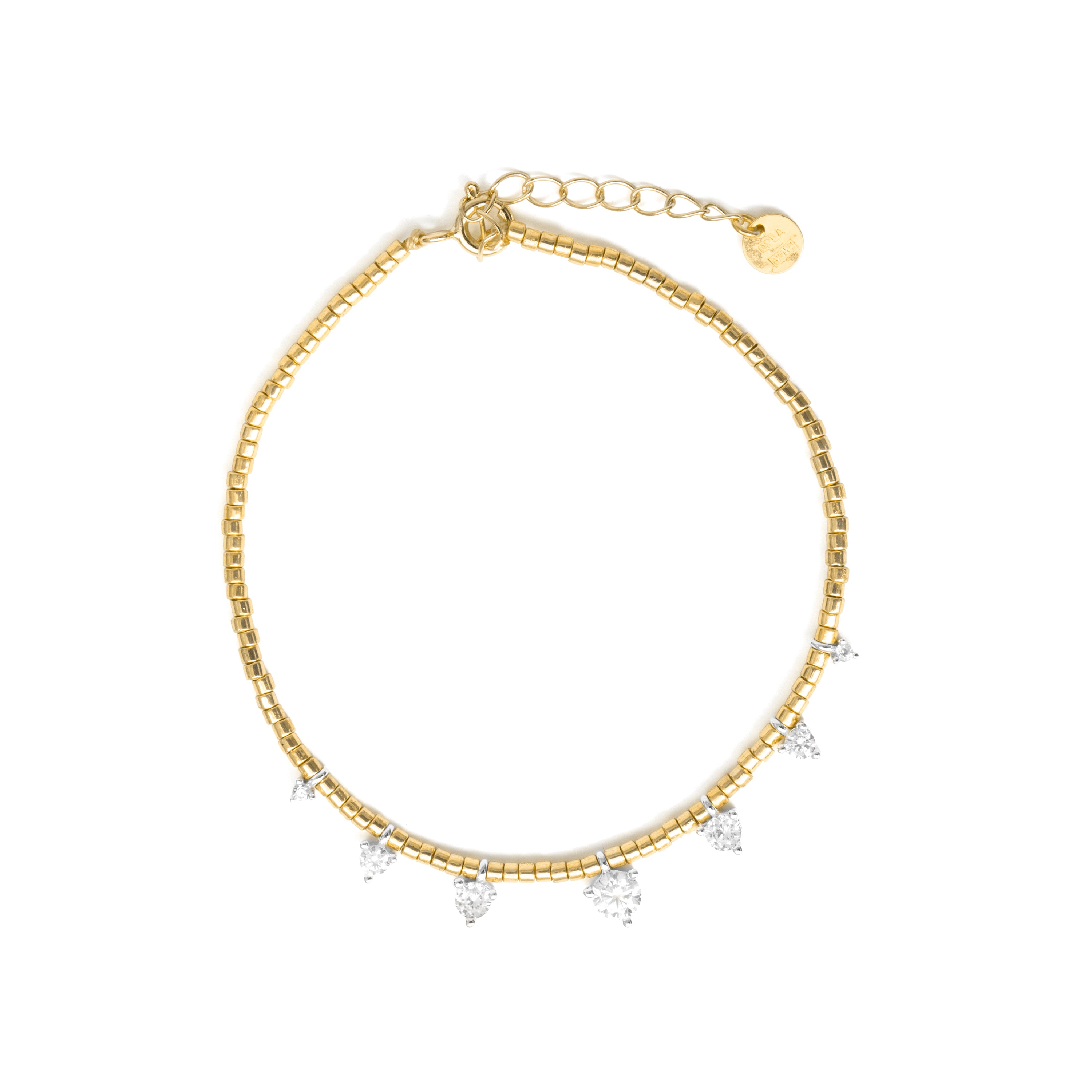 Sterling Silver 925 Bracelet with Sparkling Zirconia, Finished in 18k Yellow Gold - Coyra