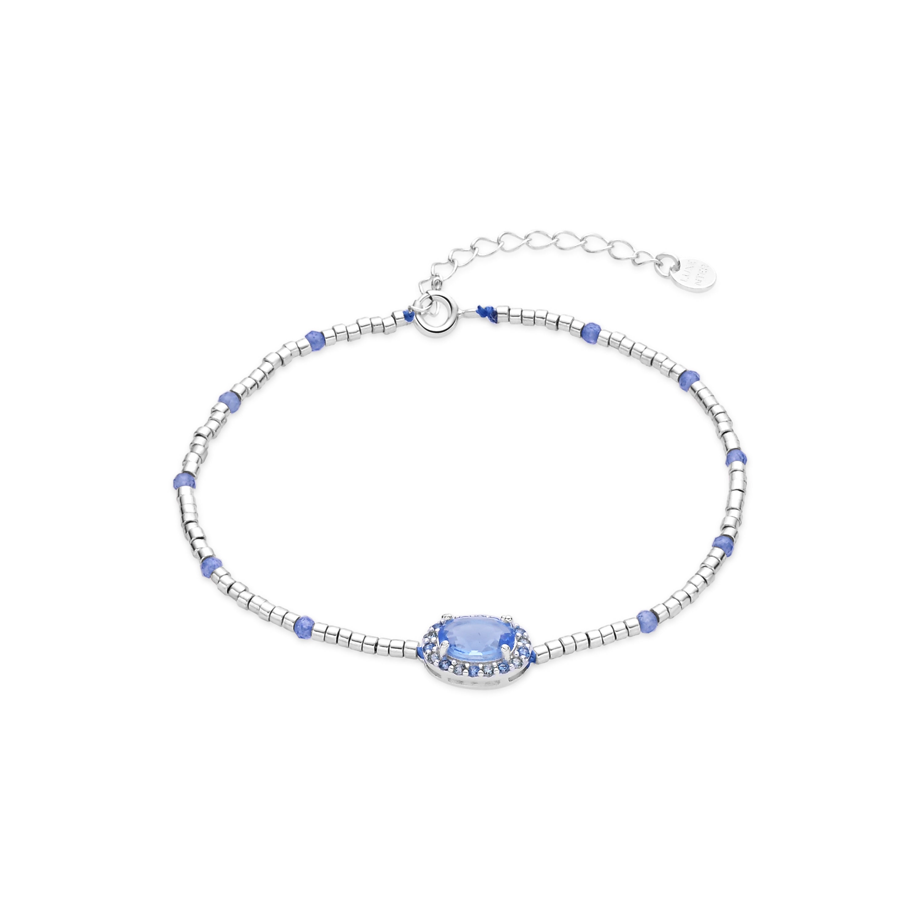 Bracelet en argent sterling 925 et zircon bleu avec finition rhodiée - Simder