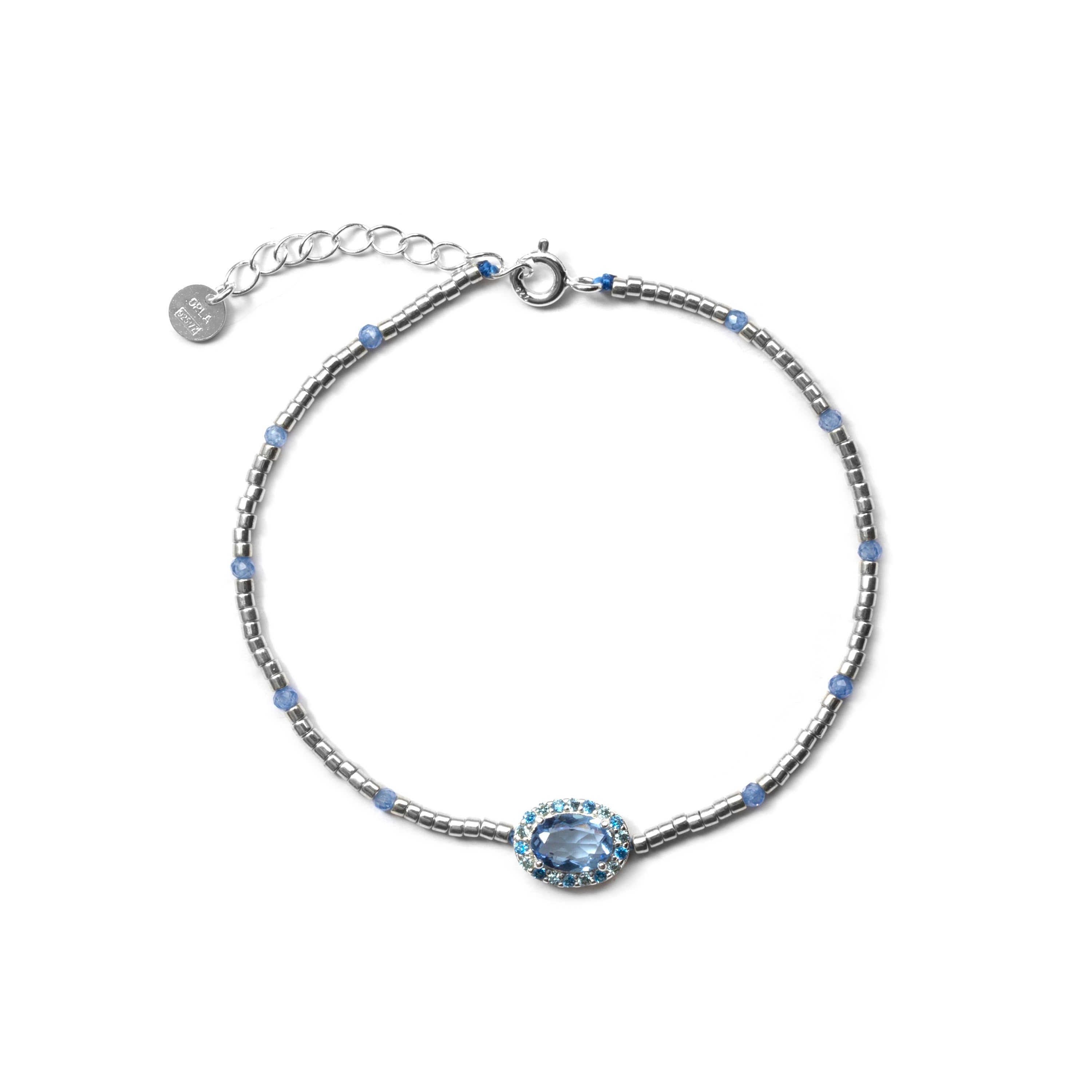 Bracelet en argent sterling 925 et zircon bleu avec finition rhodiée - Simder