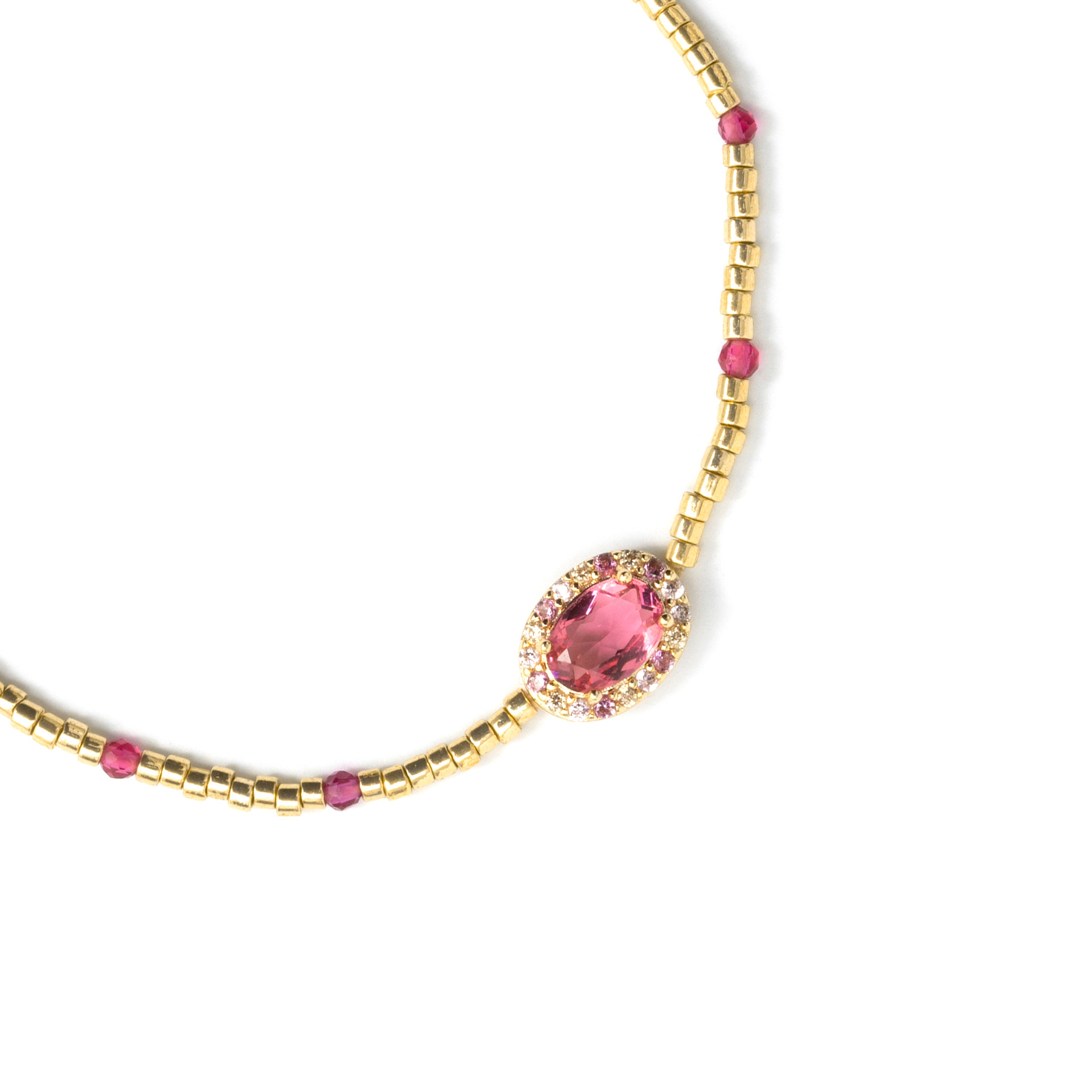 Bracelet en argent sterling 925 et zircon rose avec finition en or jaune 18 carats - Simder