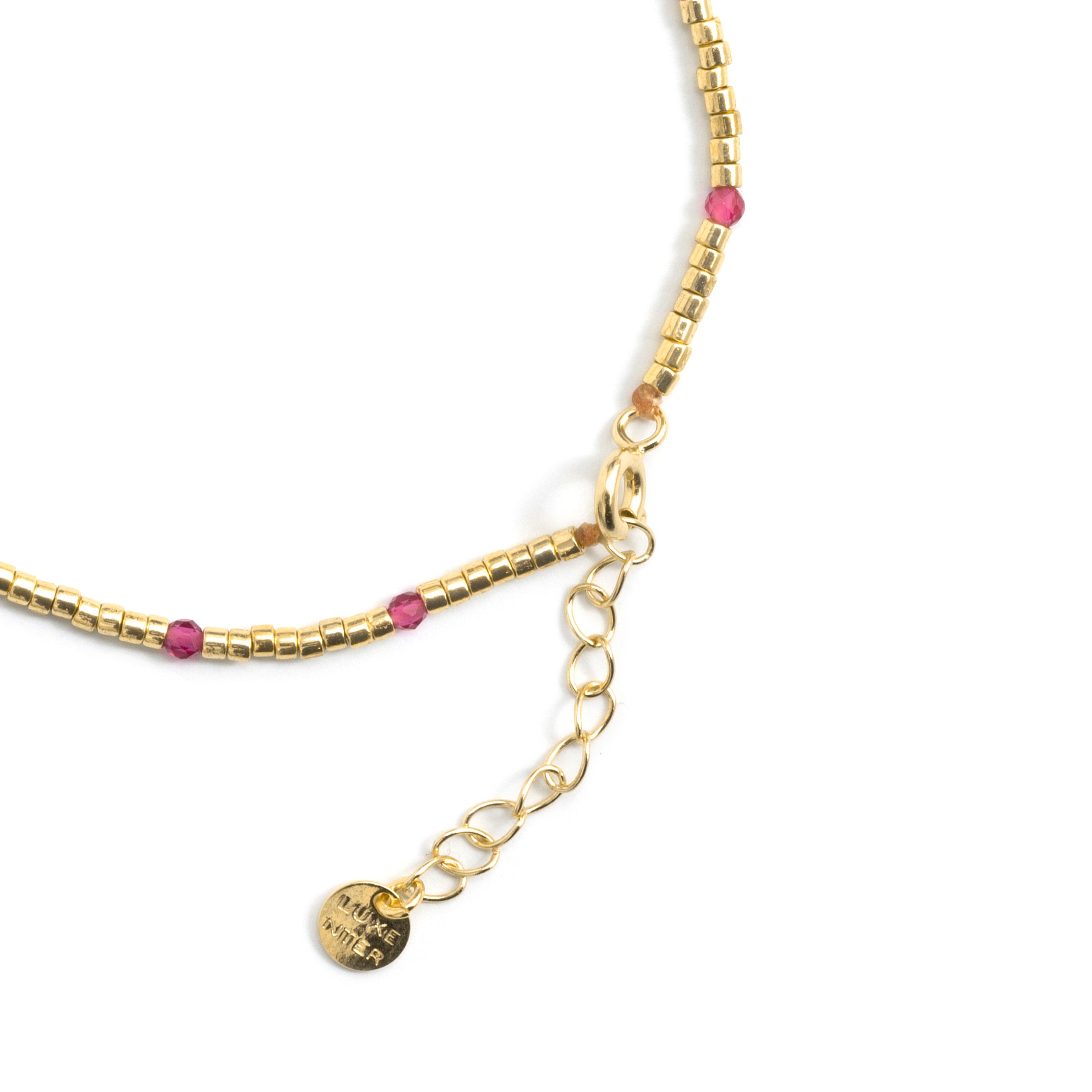 Bracelet en argent sterling 925 et zircon rose avec finition en or jaune 18 carats - Simder