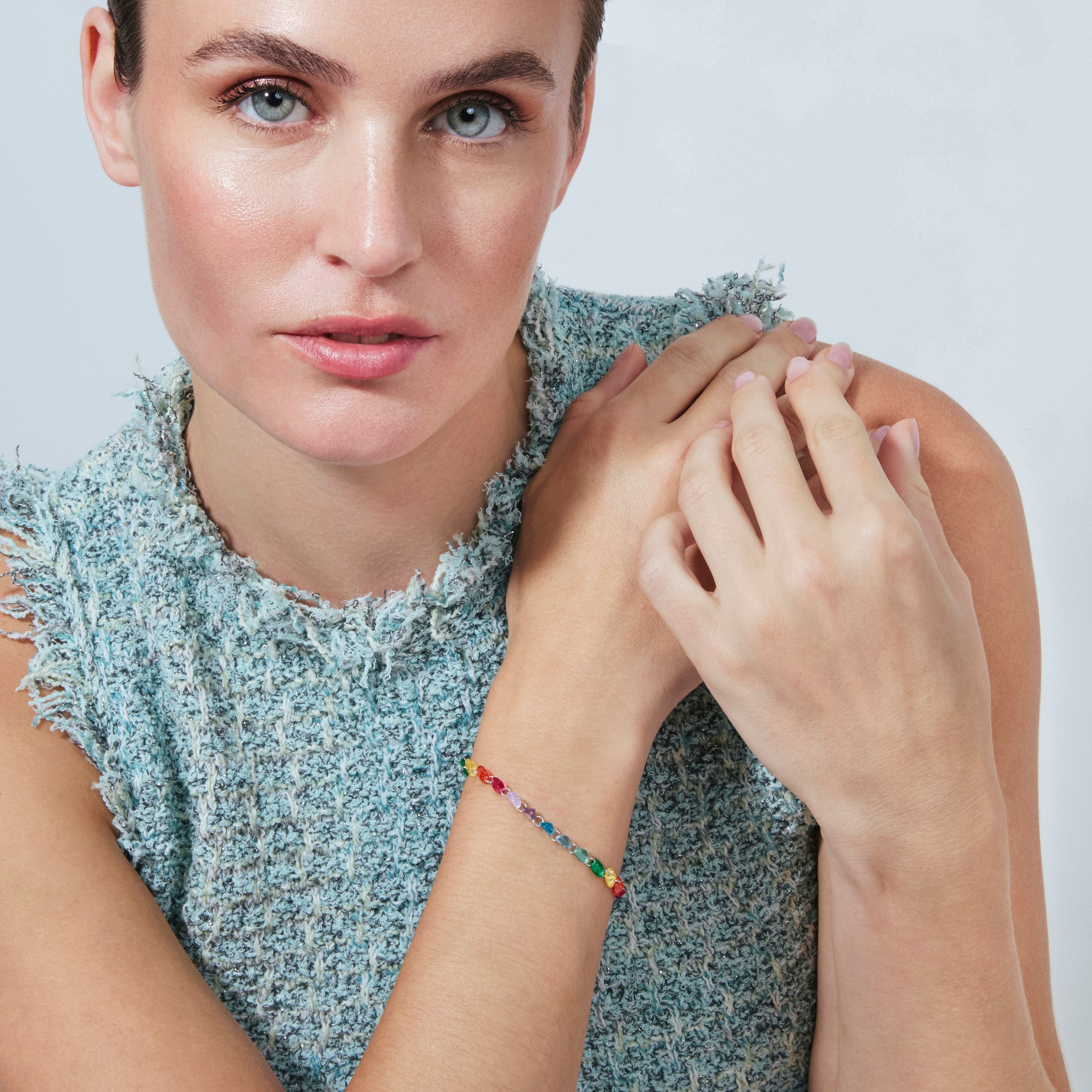 925er Sterlingsilber-Armband mit multicolor Hydrothermalquarz, rhodiniert - Rasyes