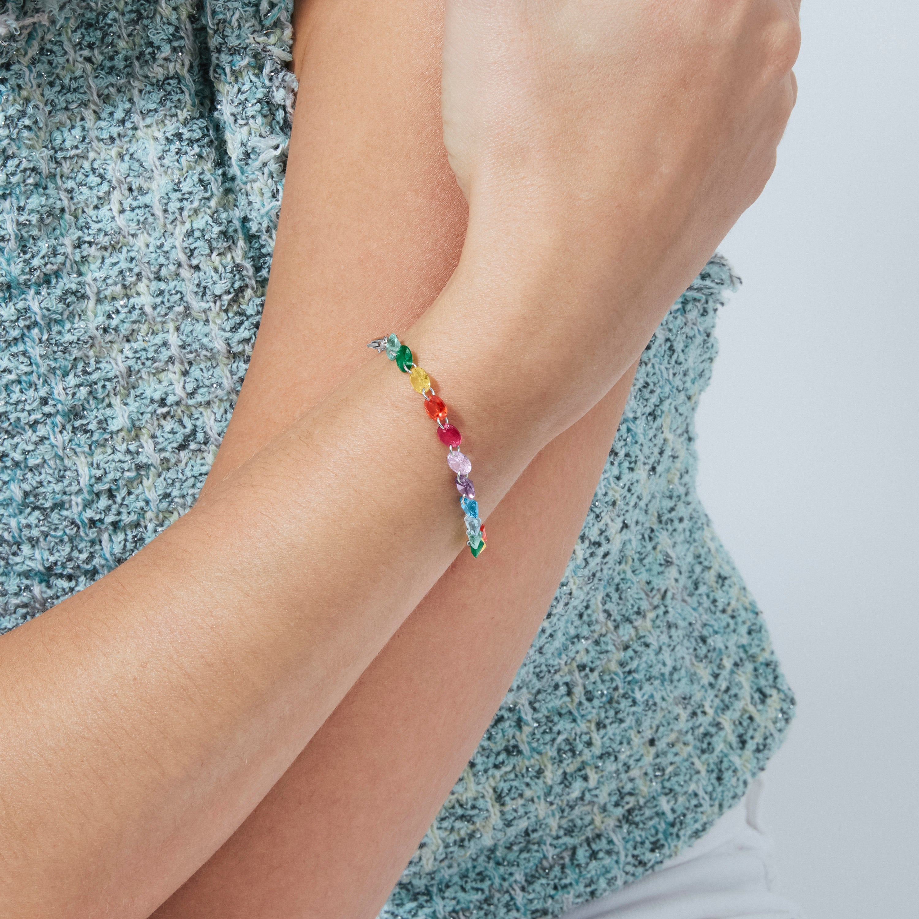 925er Sterlingsilber-Armband mit multicolor Hydrothermalquarz, rhodiniert - Rasyes
