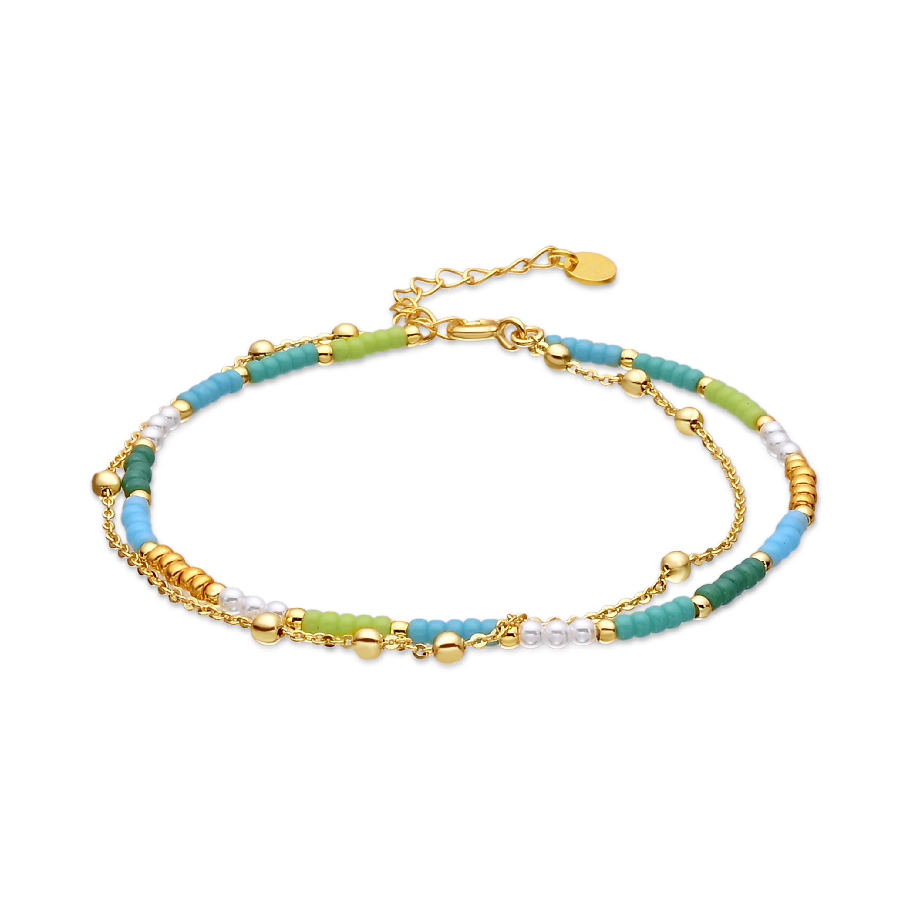 Bracelet en argent sterling 925 et cristal vert avec finition en or jaune 18 carats - Likil