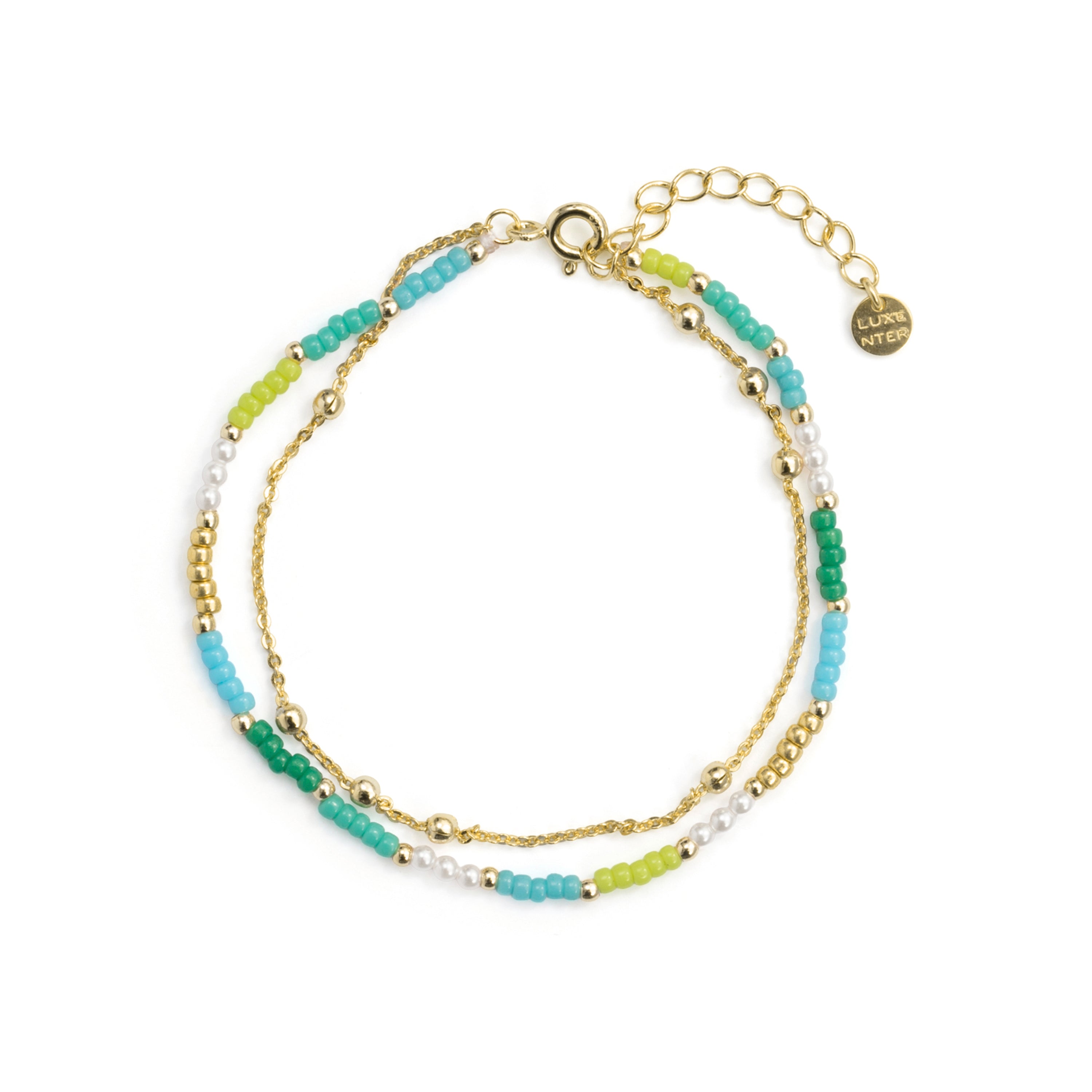 Bracelet en argent sterling 925 et cristal vert avec finition en or jaune 18 carats - Likil