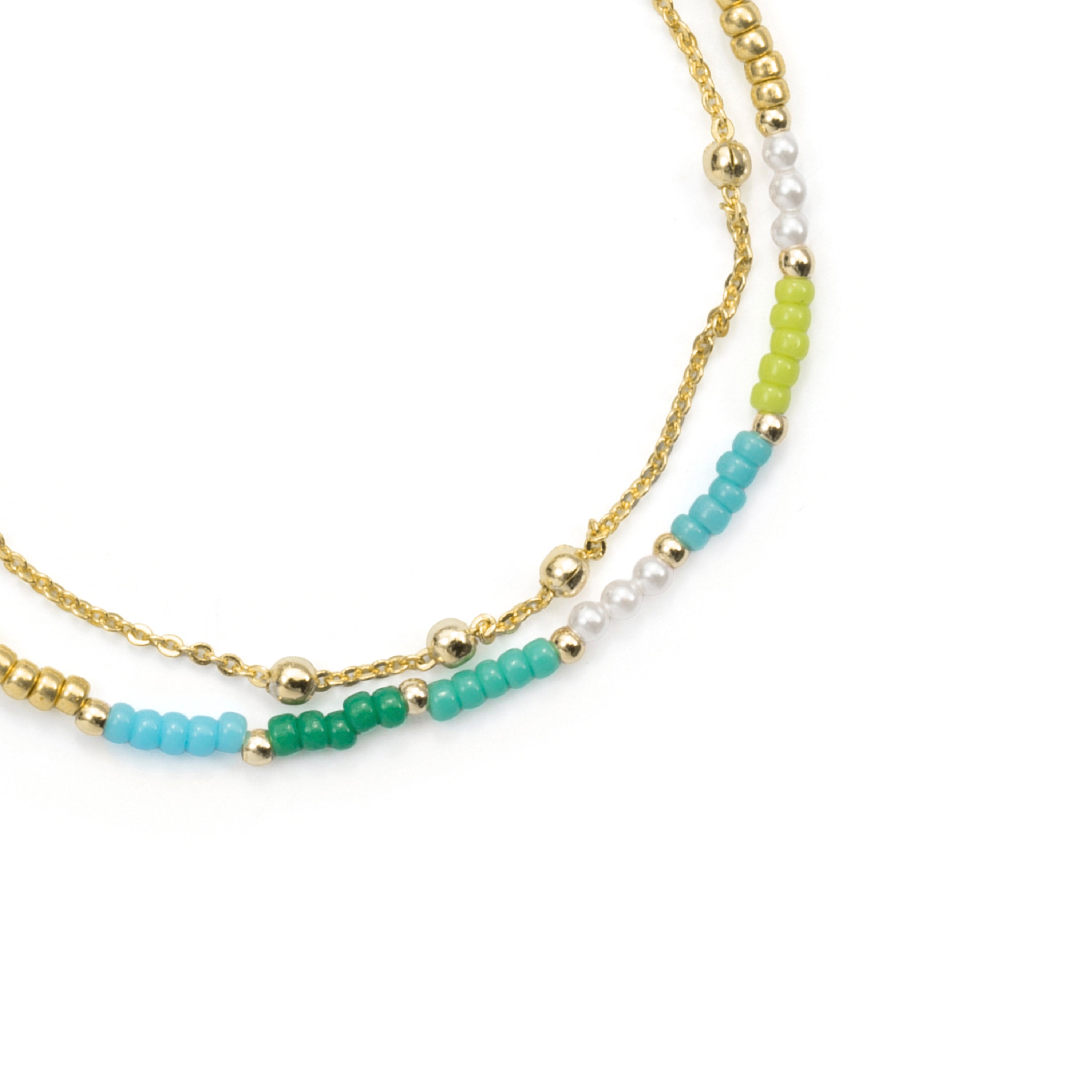 Pulsera de Plata de Ley 925 y Cristal Verde acabado en oro amarillo de 18k - Likil